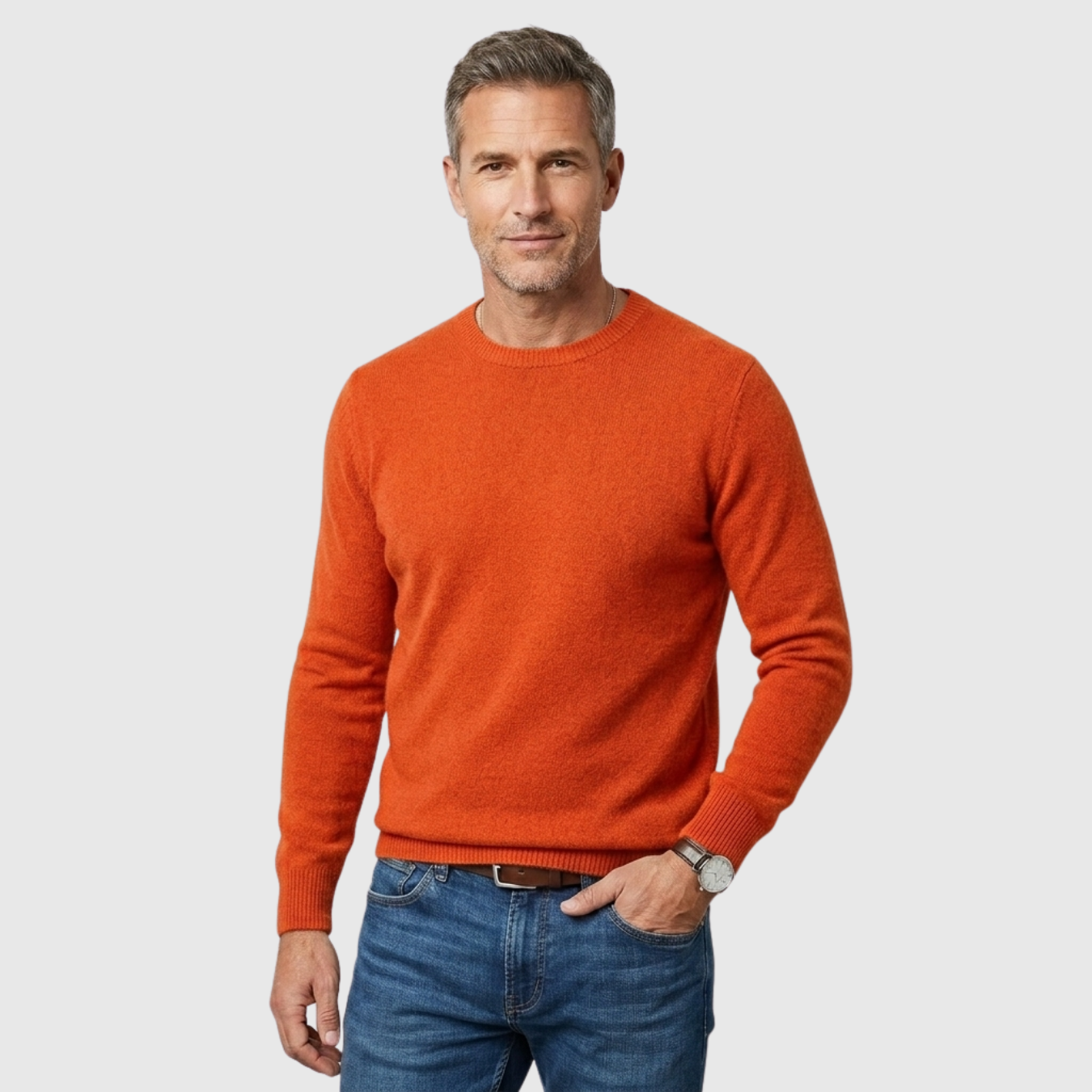 Pull homme laine col rond manches longues coupe décontractée