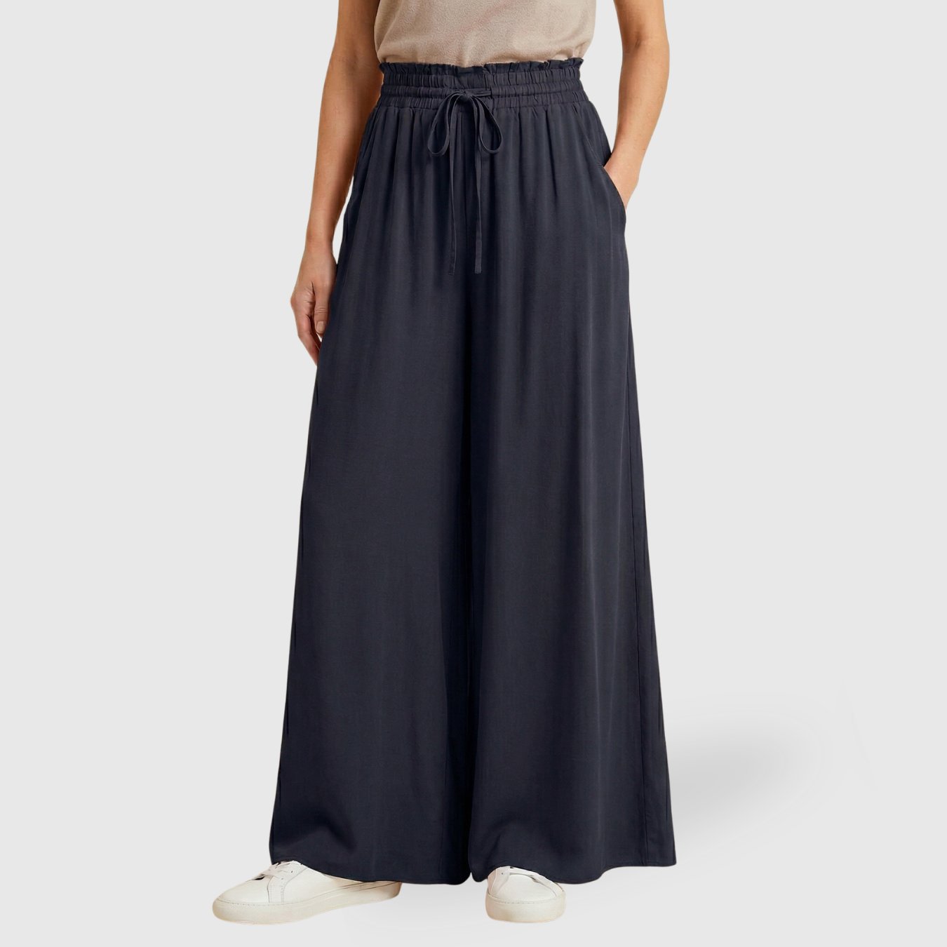 Pantalon large femme taille haute coupe ample jambes larges décontracté