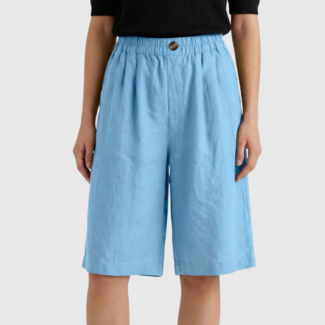 Short femme taille haute élastique coupe ample confort été coton