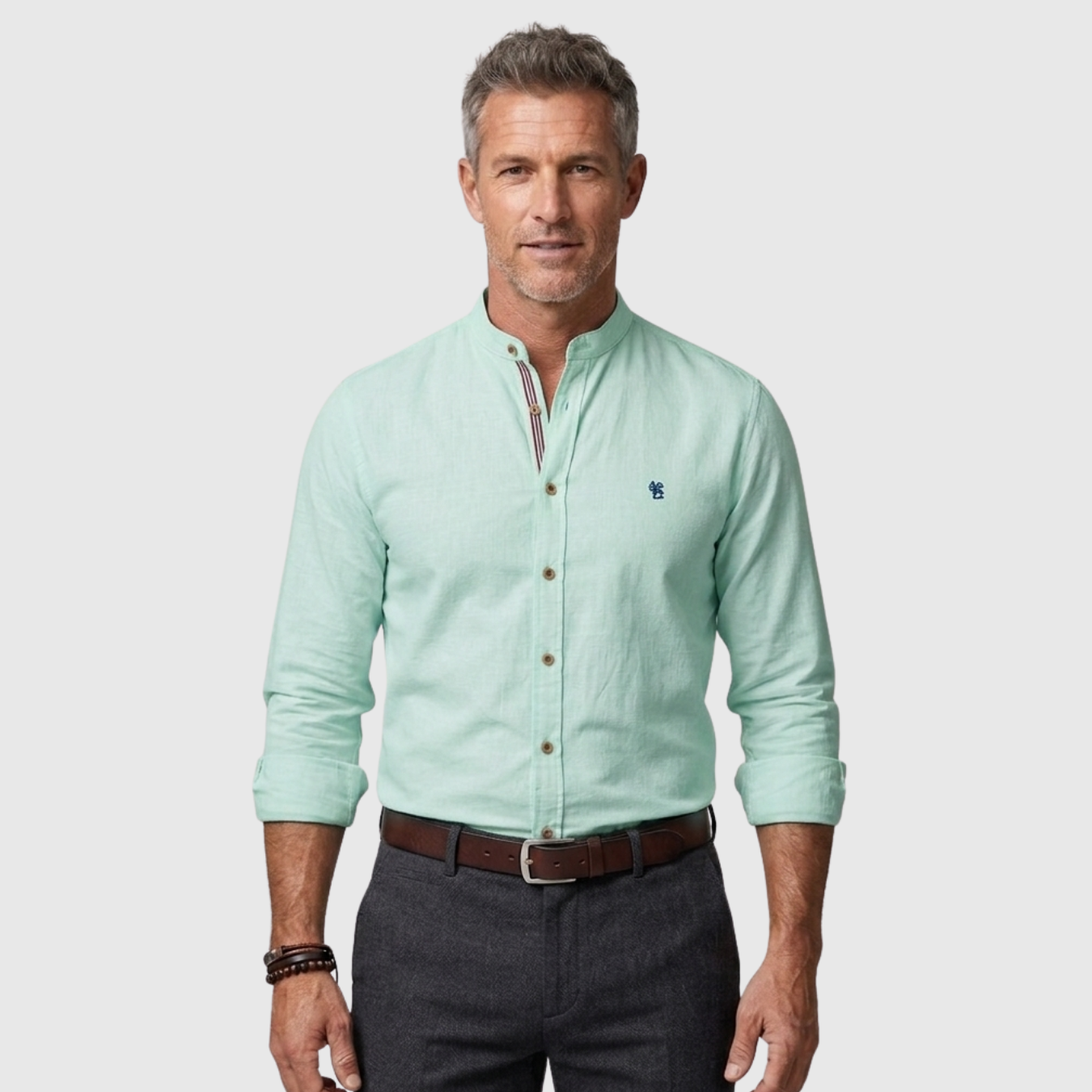 Chemise homme manches longues chaude col boutonné coupe classique hiver