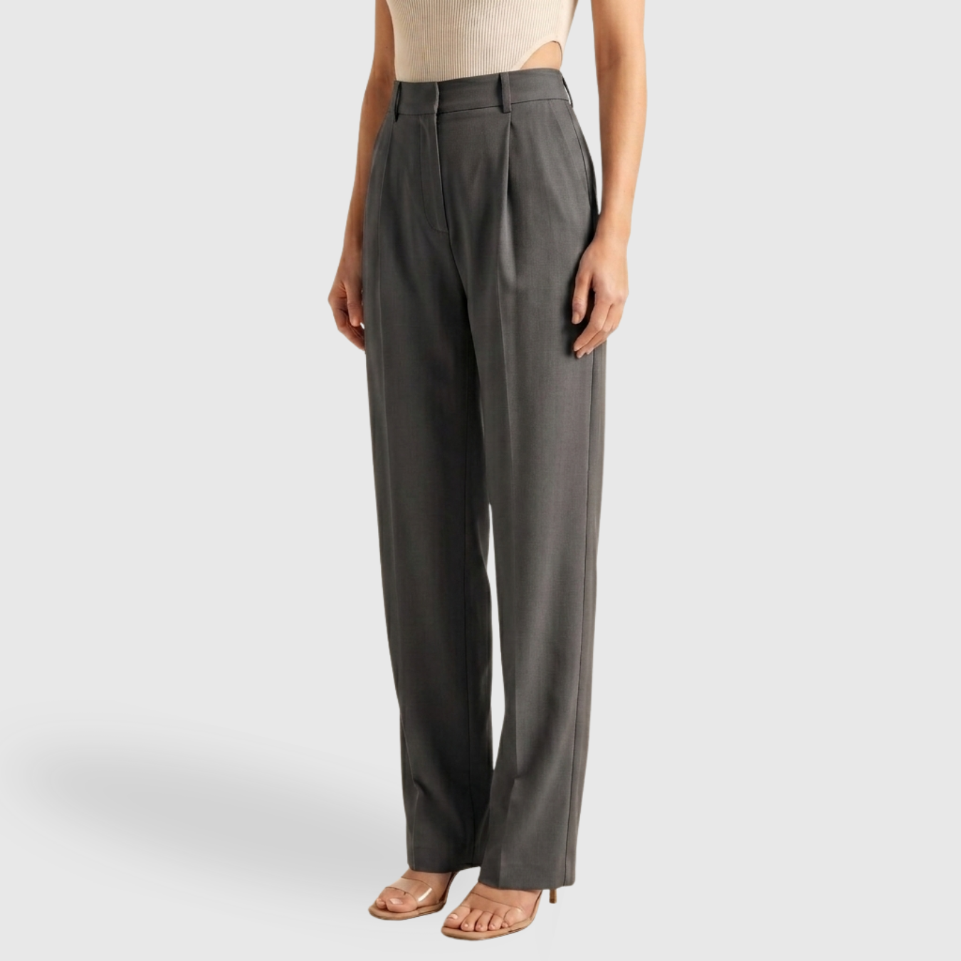 Pantalon femme large taille haute coupe droite élégant