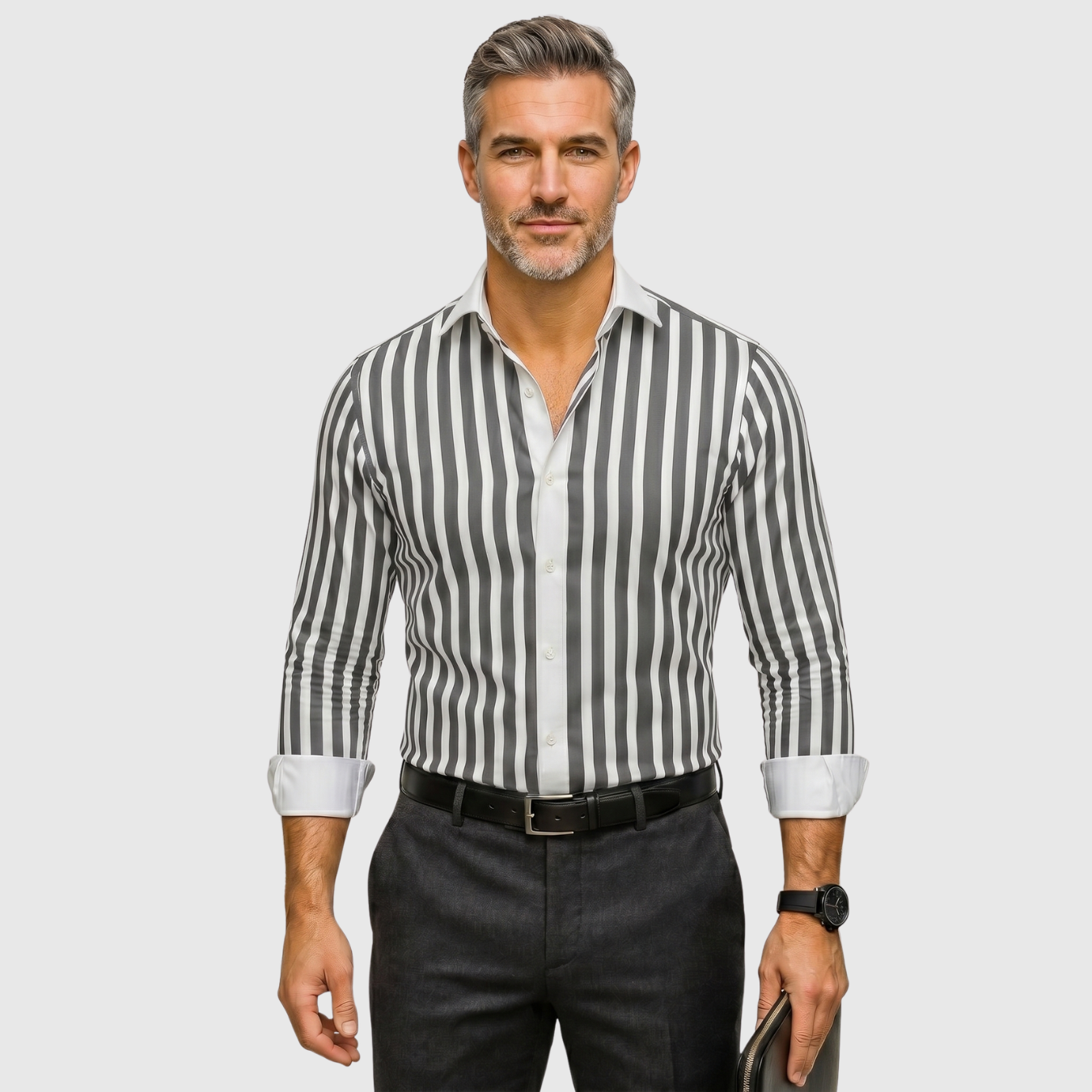Chemise homme rayée coupe ajustée manches longues