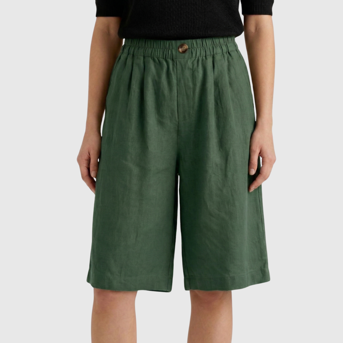 Short femme taille haute élastique coupe ample confort été coton