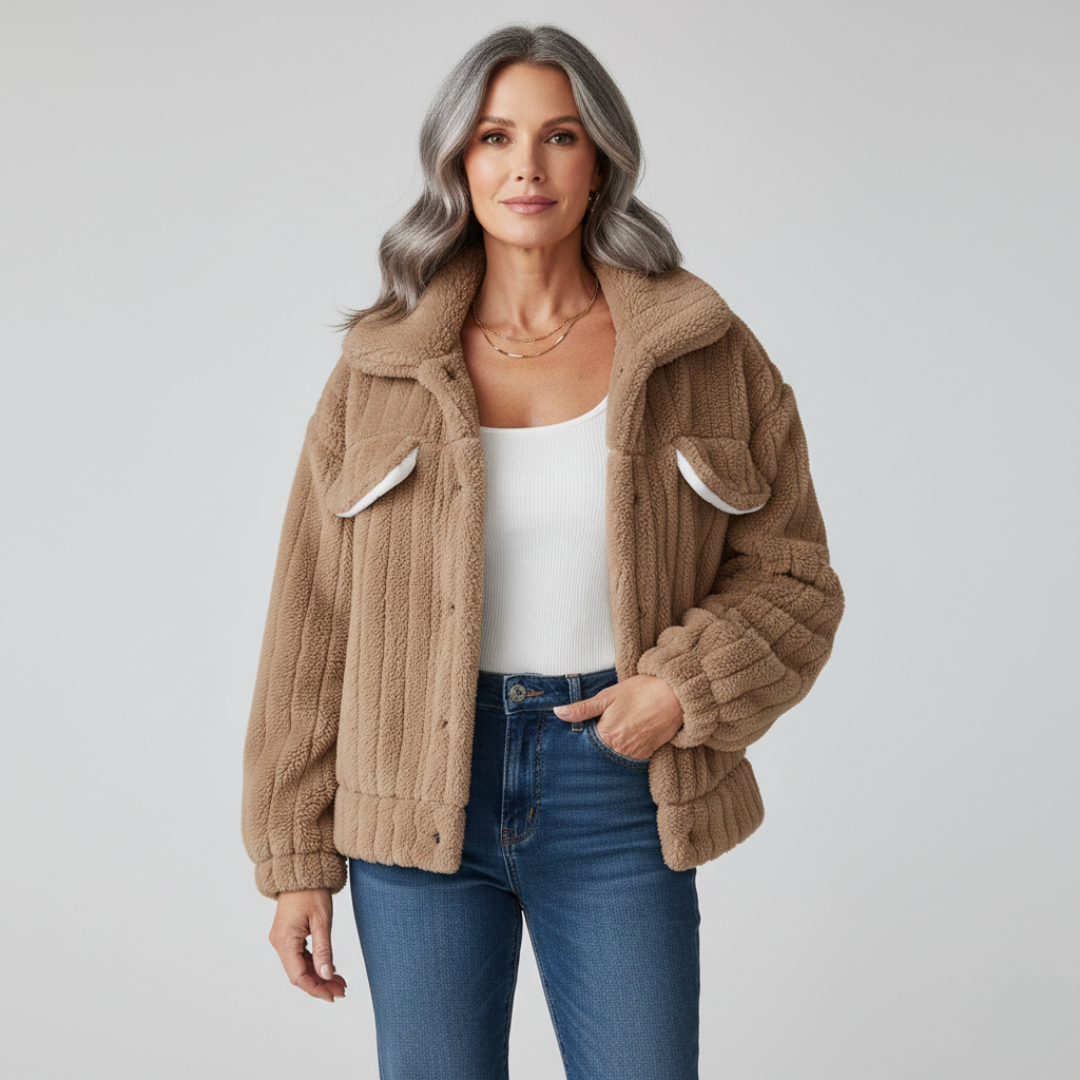 Veste trucker côtelée avec fourrure