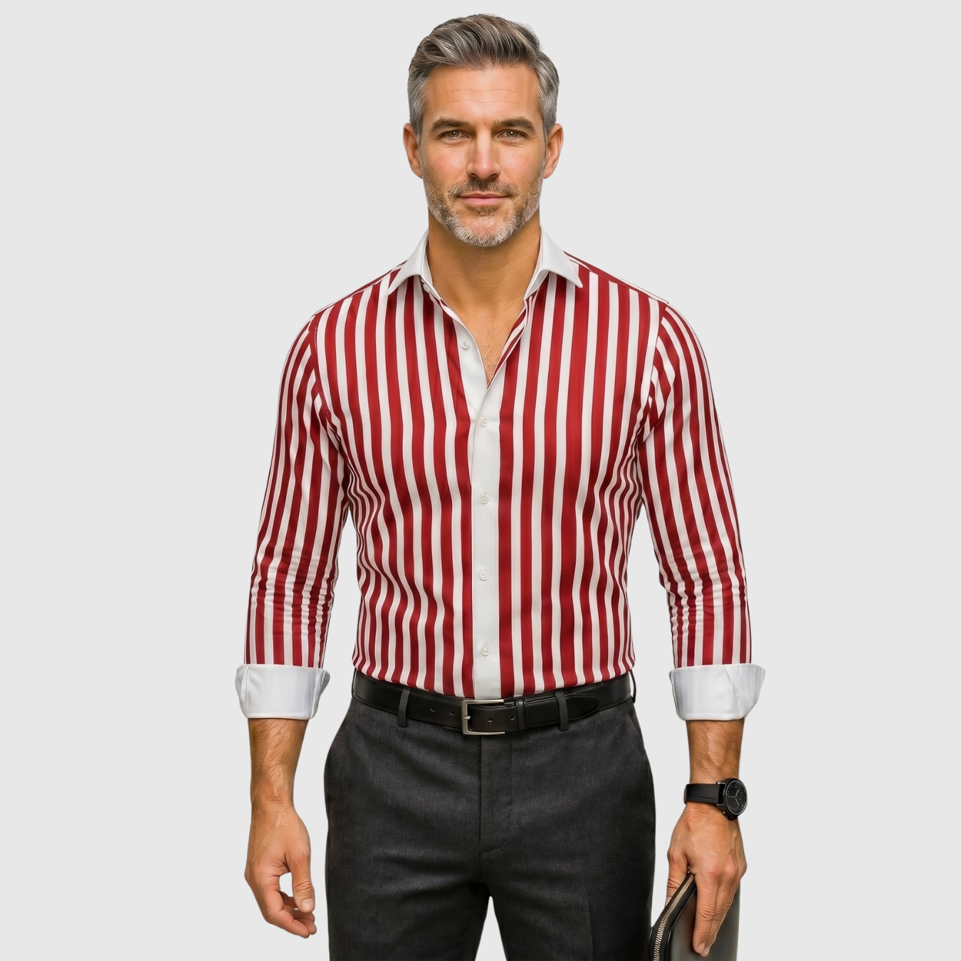Chemise homme rayée coupe ajustée manches longues