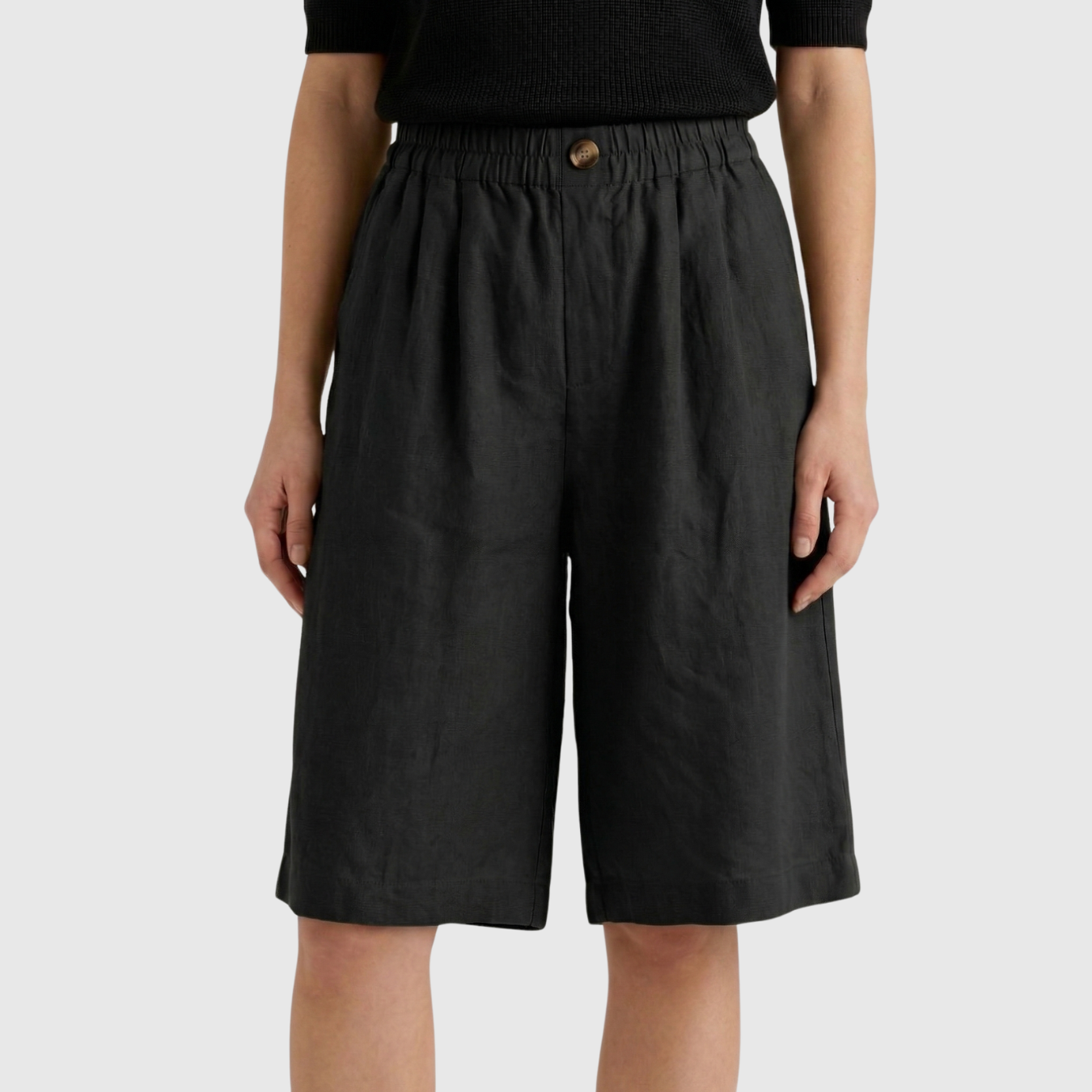 Short femme taille haute élastique coupe ample confort été coton