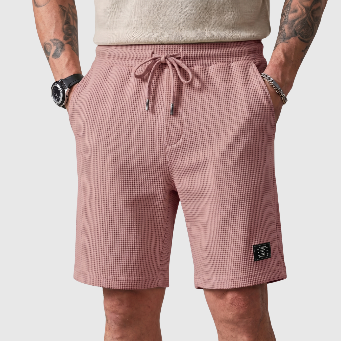 Short homme décontracté taille élastique à cordon coupe droite