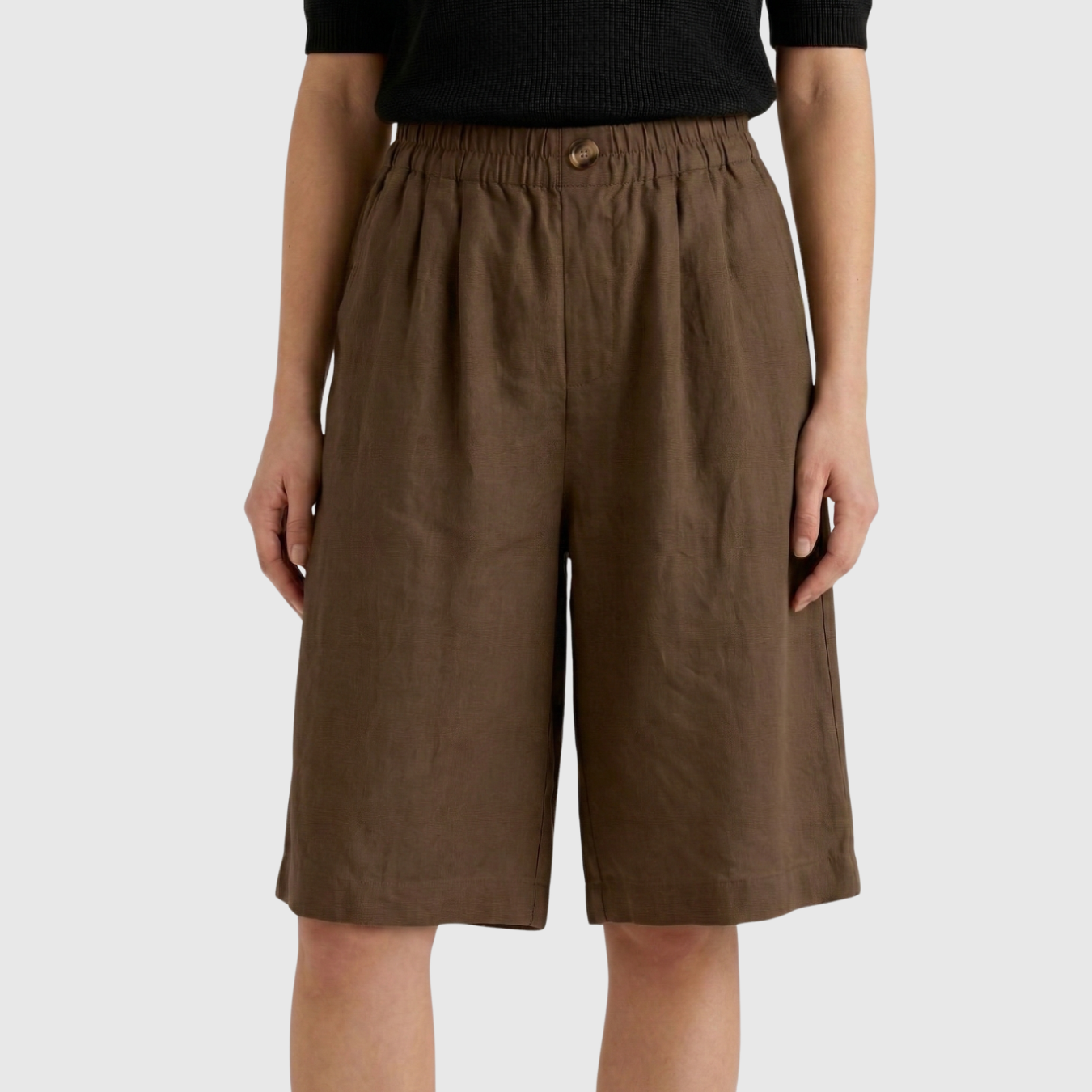 Short femme taille haute élastique coupe ample confort été coton