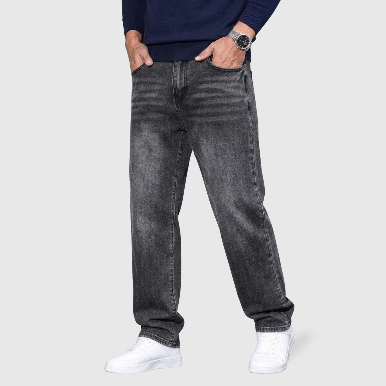 Jean baggy homme coupe large denim taille haute pantalon streetwear