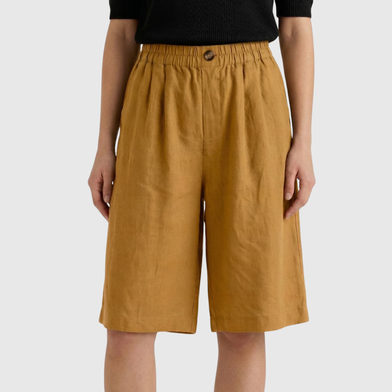 Short femme taille haute élastique coupe ample confort été coton
