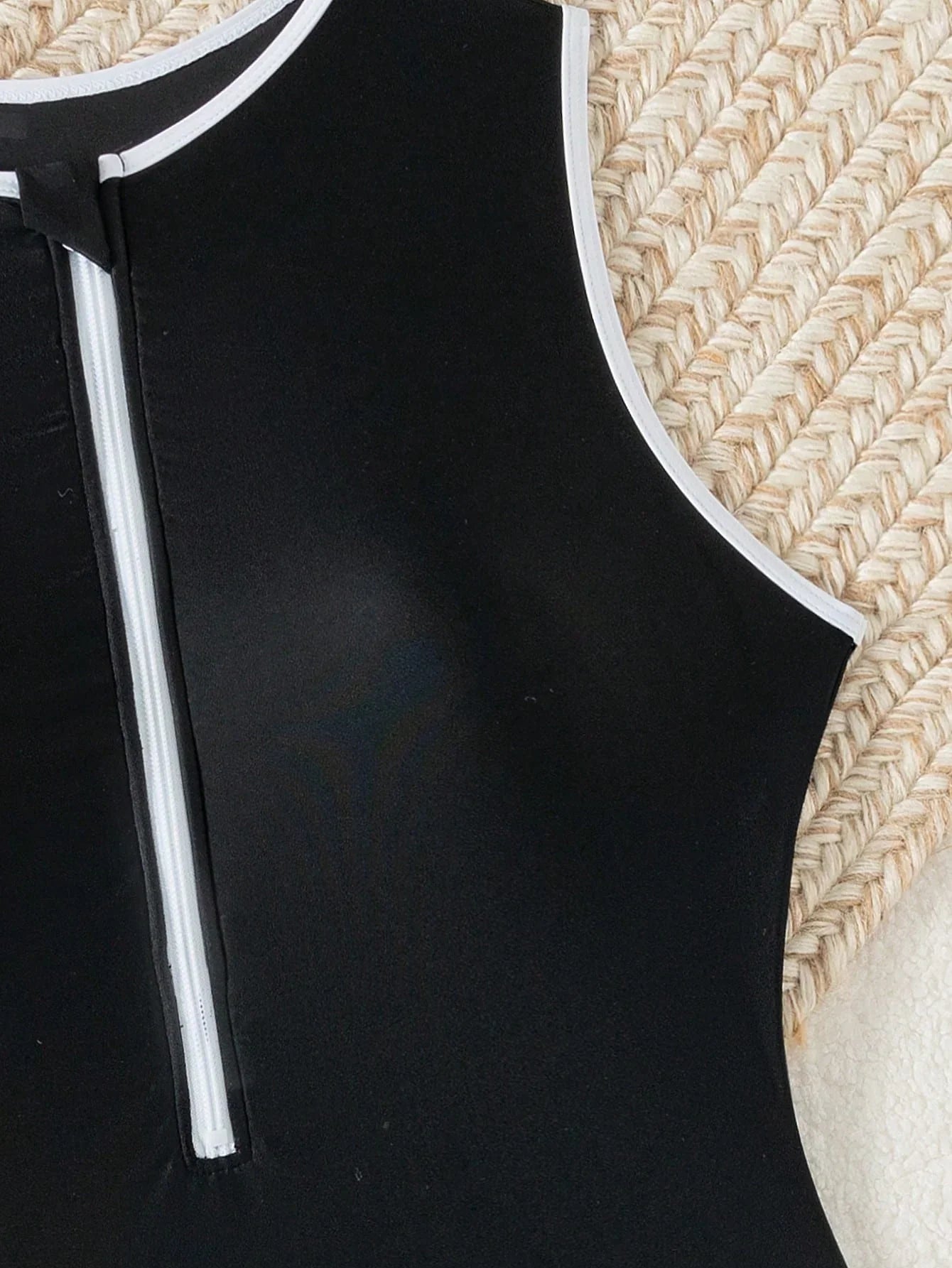 Maillot de Bain Une Pièce Col Montant Zippé Femme Sport