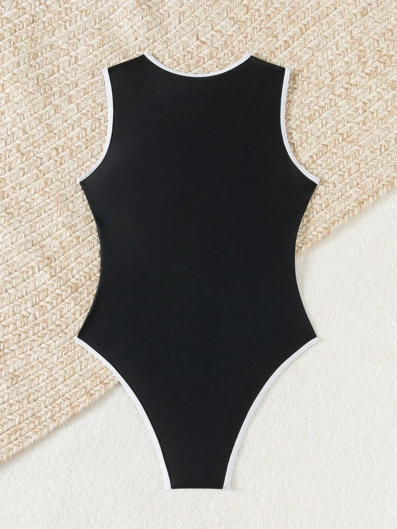 Maillot de Bain Une Pièce Col Montant Zippé Femme Sport