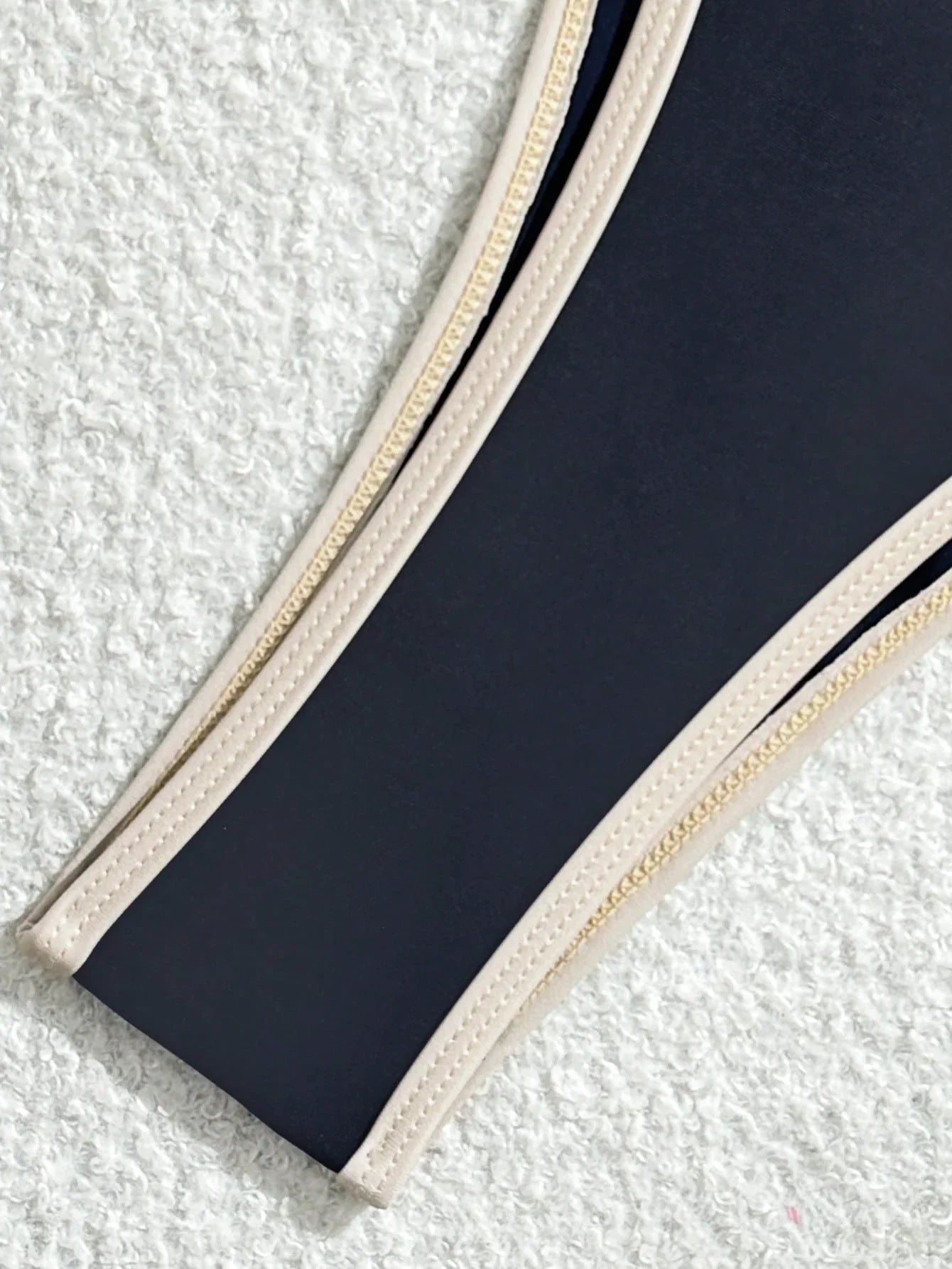 Bikini Triangle Halter Femme Bord Contrasté à Nouer