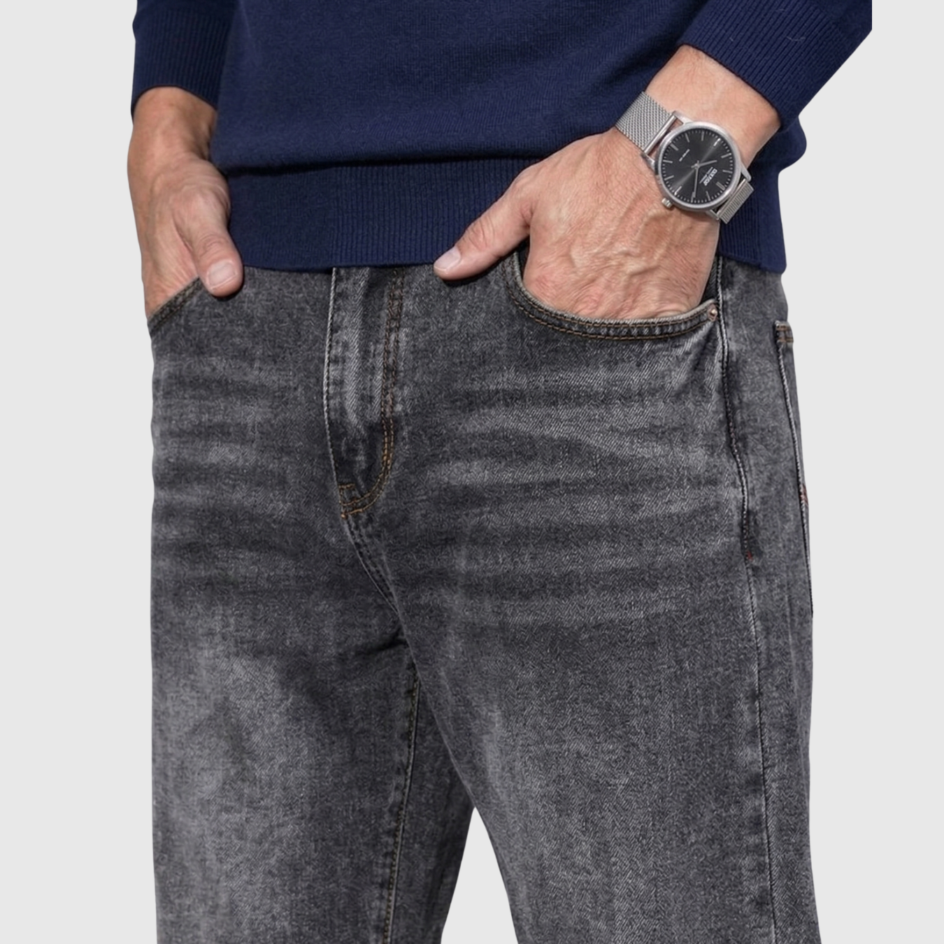 Jean baggy homme coupe large denim taille haute pantalon streetwear