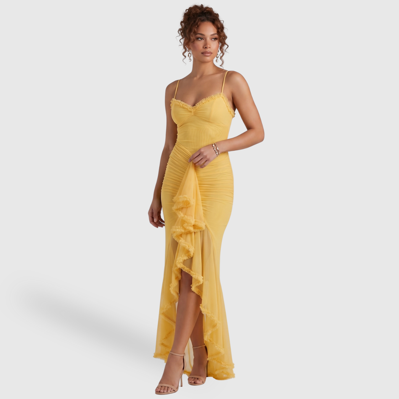 Robe longue femme fendue coupe fluide bretelles fines