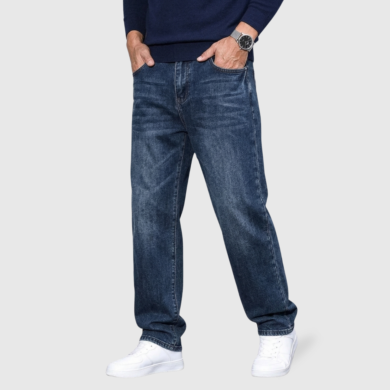 Jean baggy homme coupe large denim taille haute pantalon streetwear