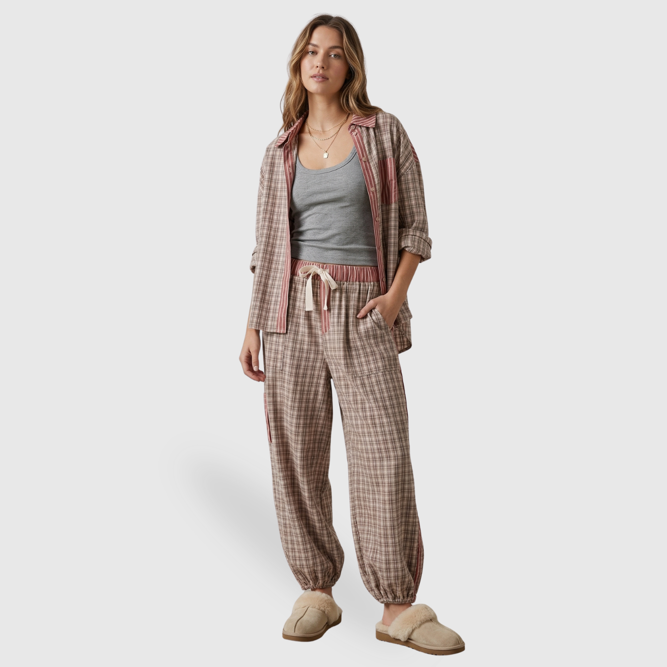 Pyjama femme coton deux pièces ensemble nuit confortable extensible