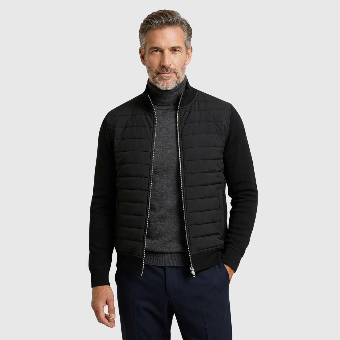 Veste homme hybride manches tricotées zippée mi-saison