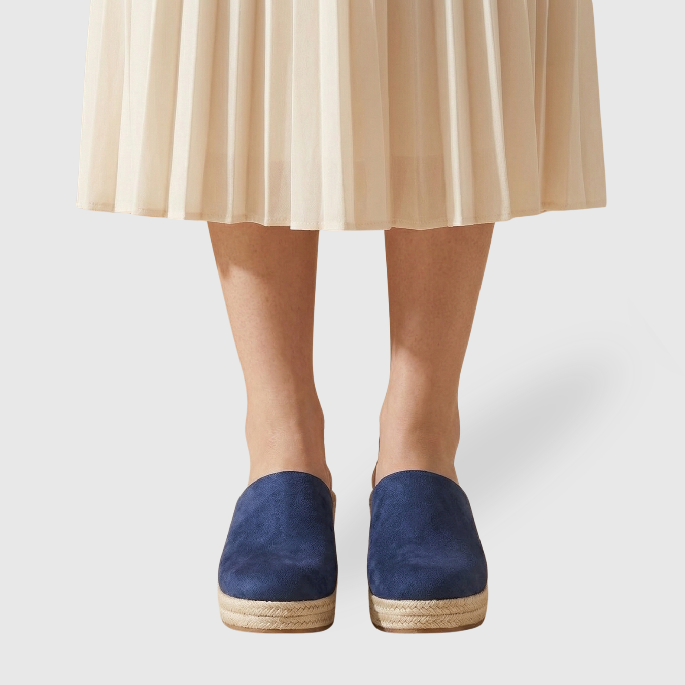 Mules compensées femme semelle corde style espadrille bout fermé