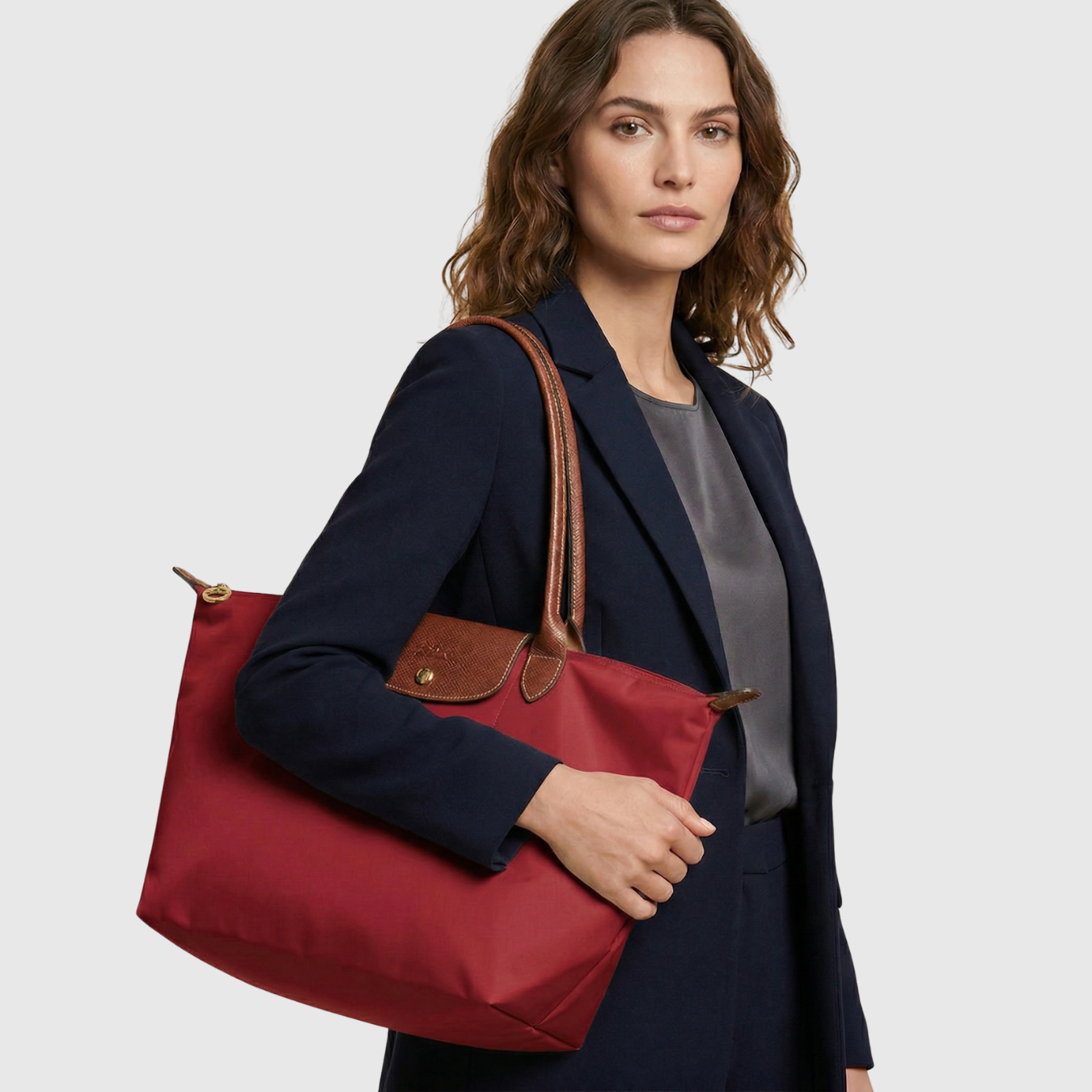 Sac cabas femme toile synthétique fermeture pression anses longues