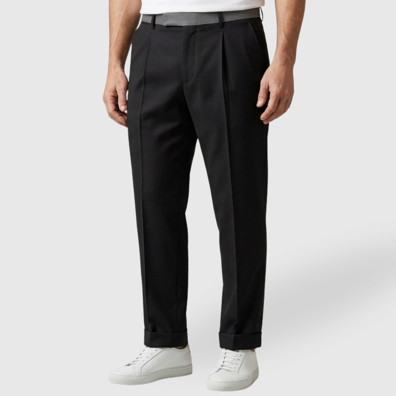 Pantalon homme taille haute coupe droite habillée