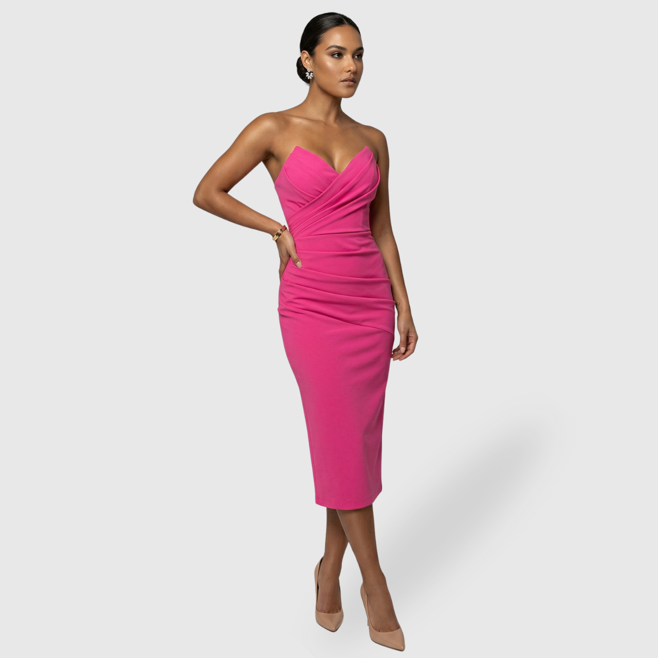 Robe bustier femme longue élégante coupe ajustée sans manches