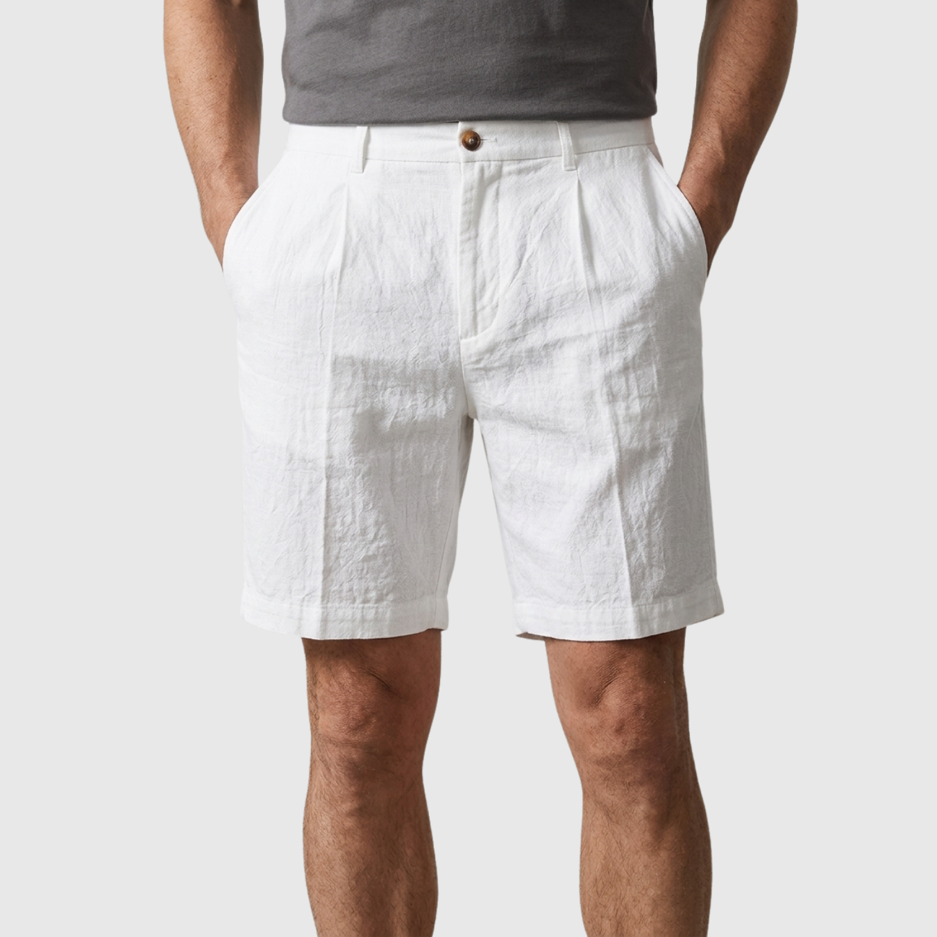 Short homme en lin coupe décontractée taille élastiquée
