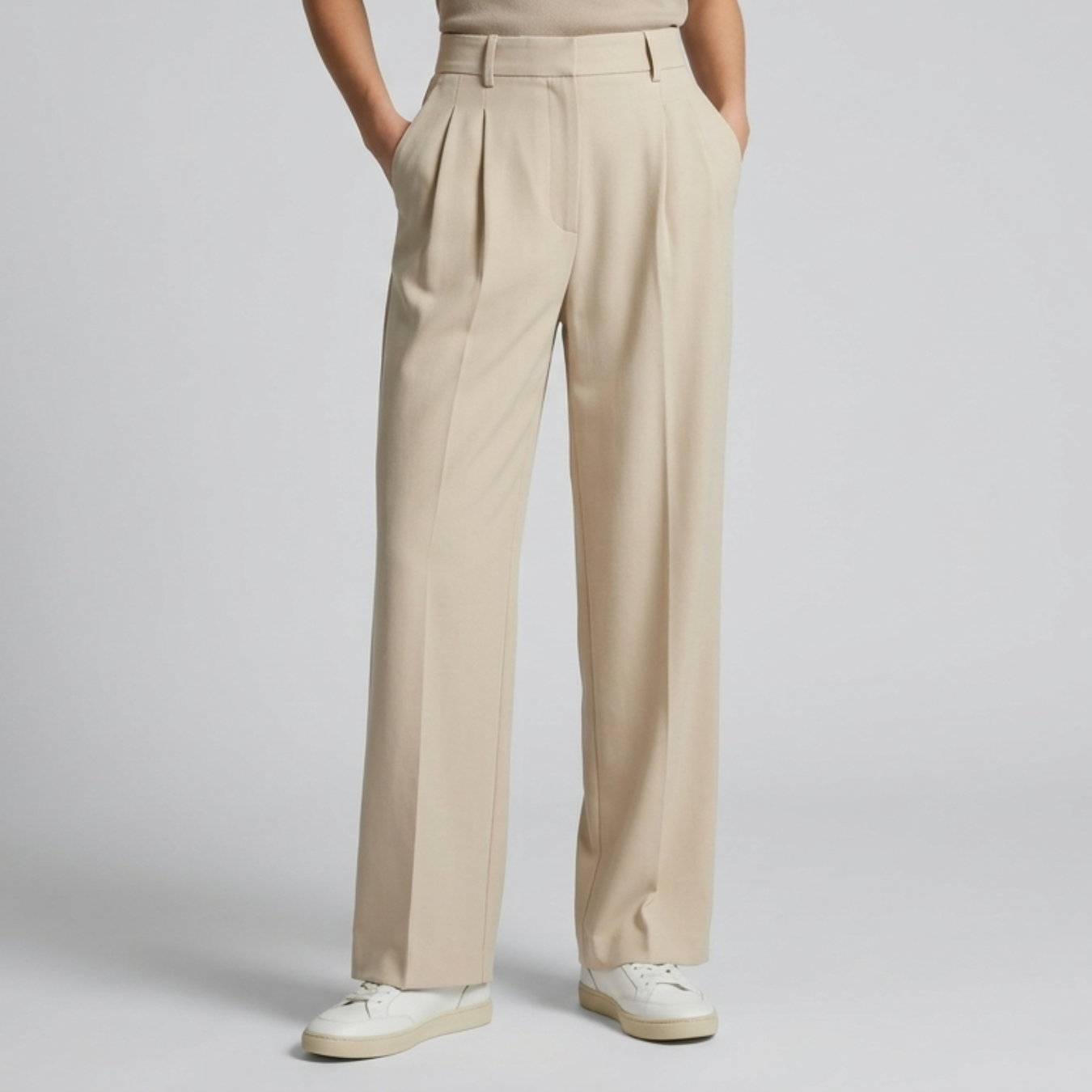 Pantalon femme large taille haute fluide