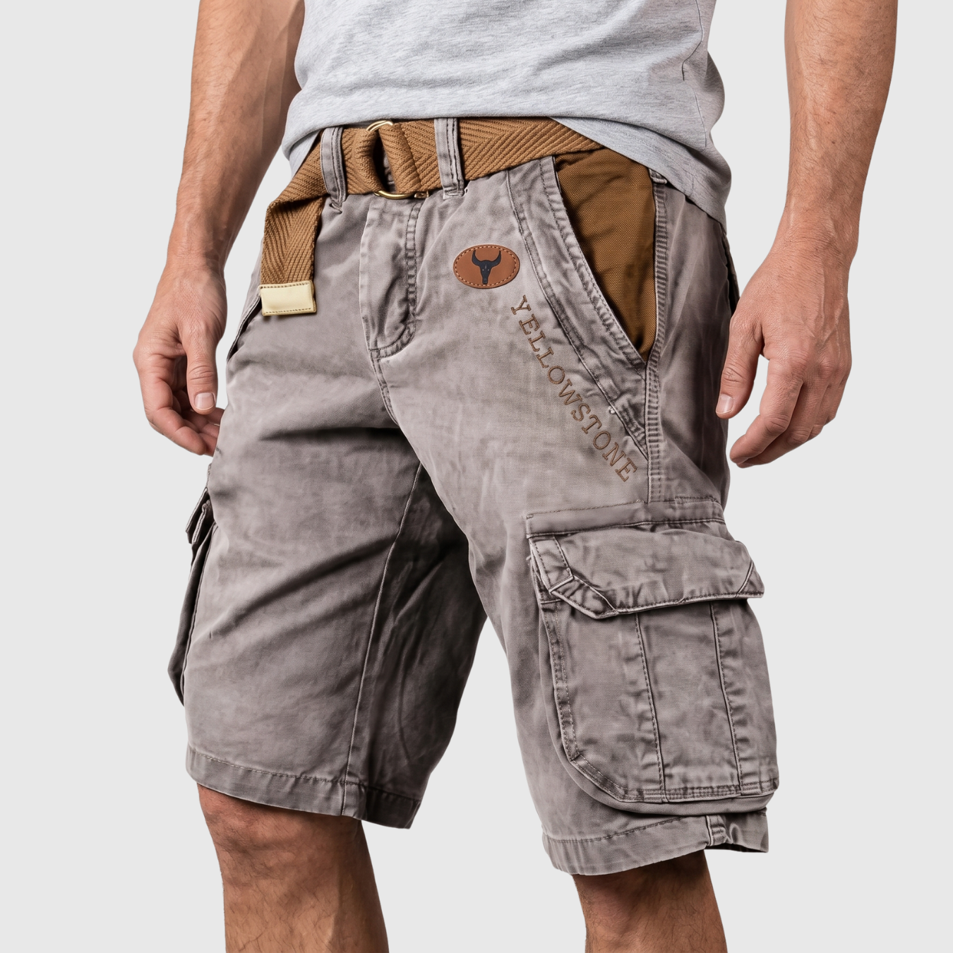 Short cargo homme multipoches coupe décontractée fermeture zippée