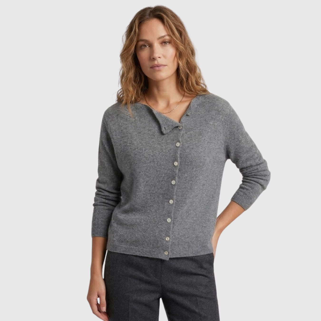 Gilet femme cachemire boutonné manches longues col rond