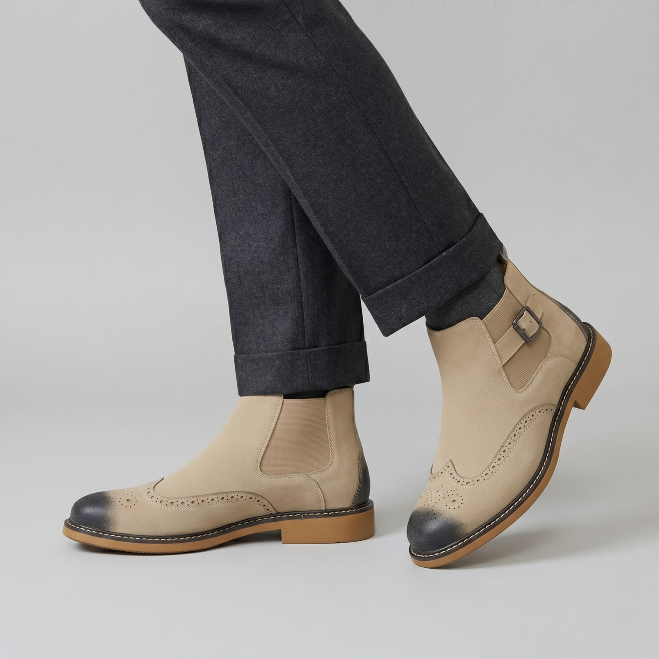 Bottines Chelsea homme suédine style brogue