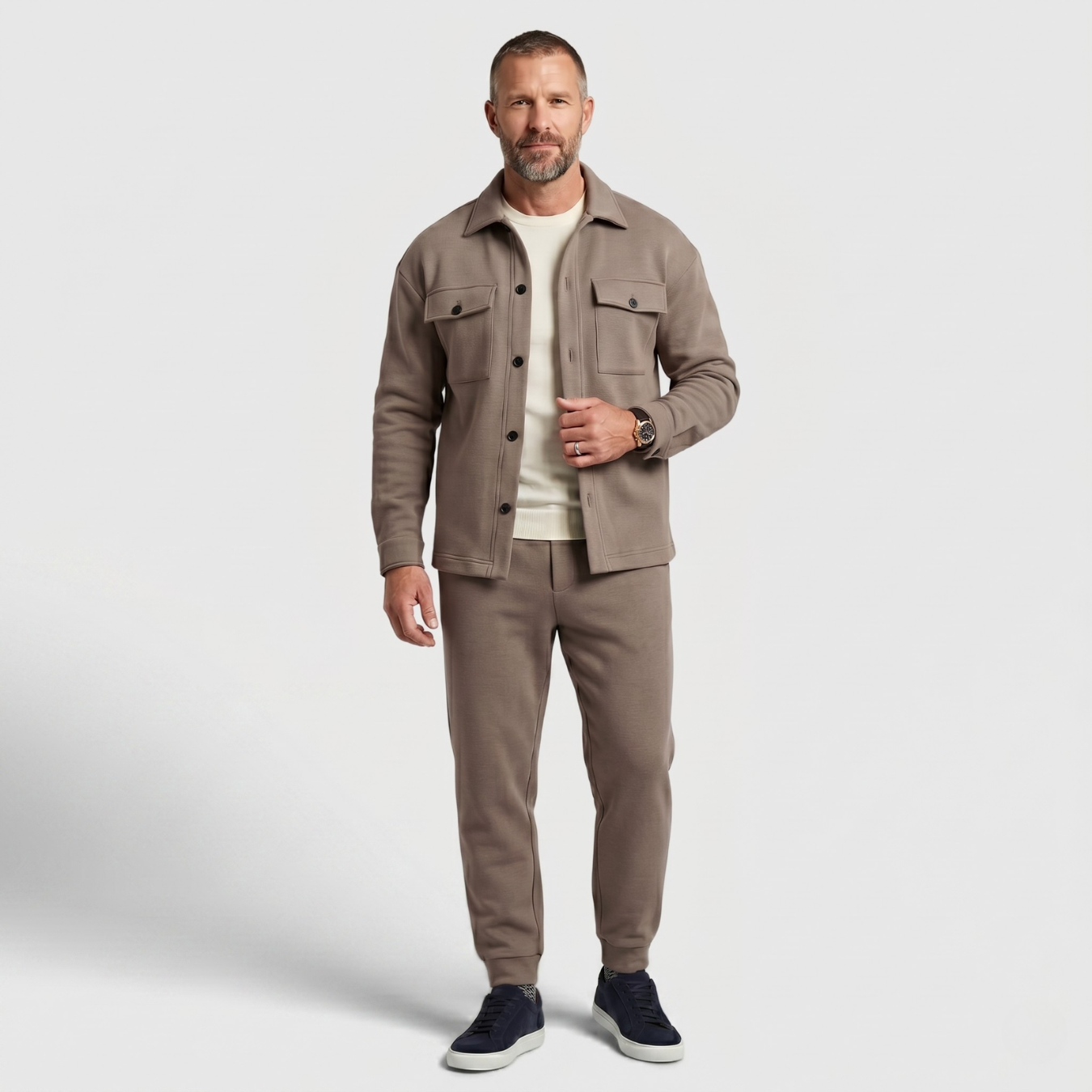 Ensemble homme survêtement 2 pièces chemise et pantalon coupe ajustée