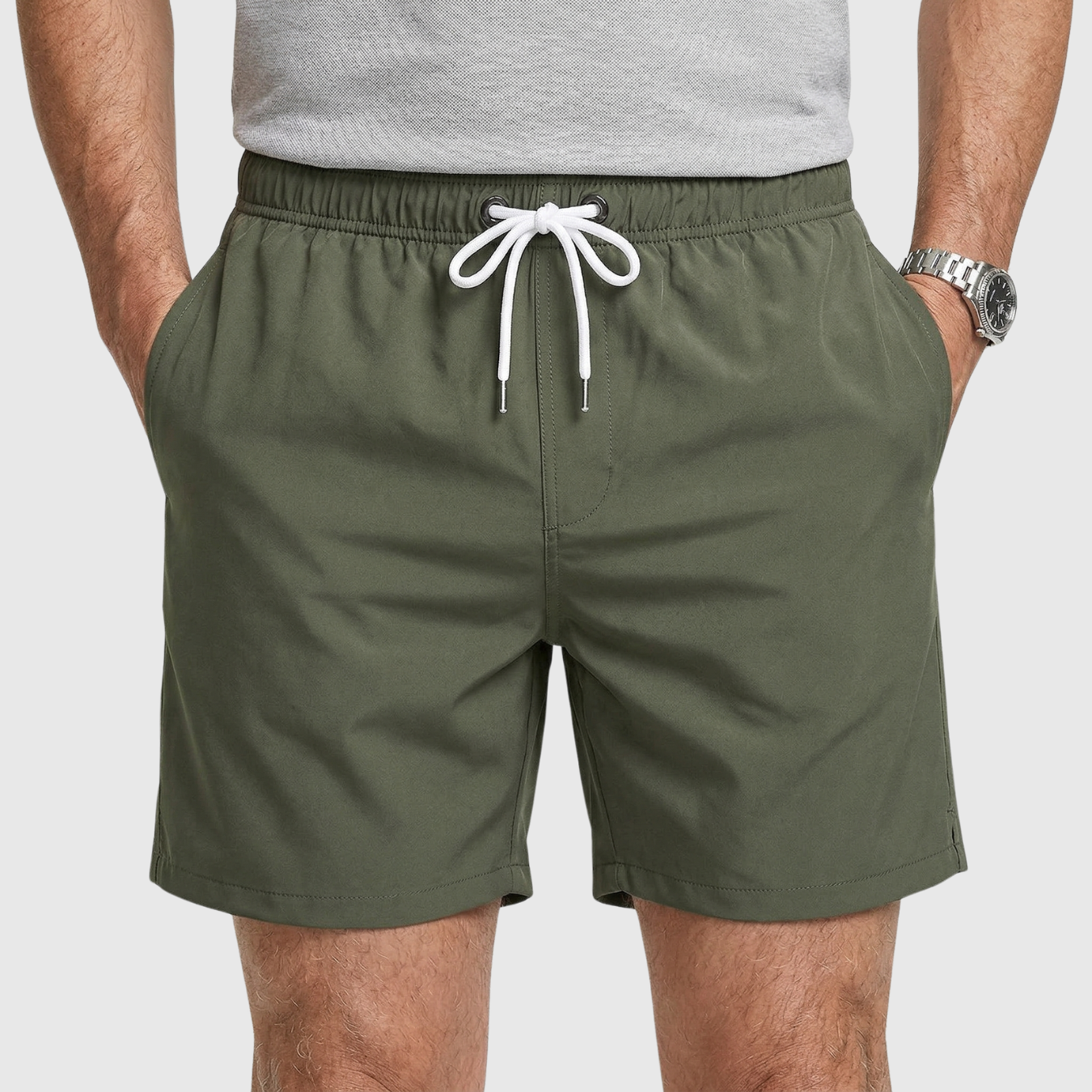 Short de bain homme séchage rapide taille élastique avec cordon et poches