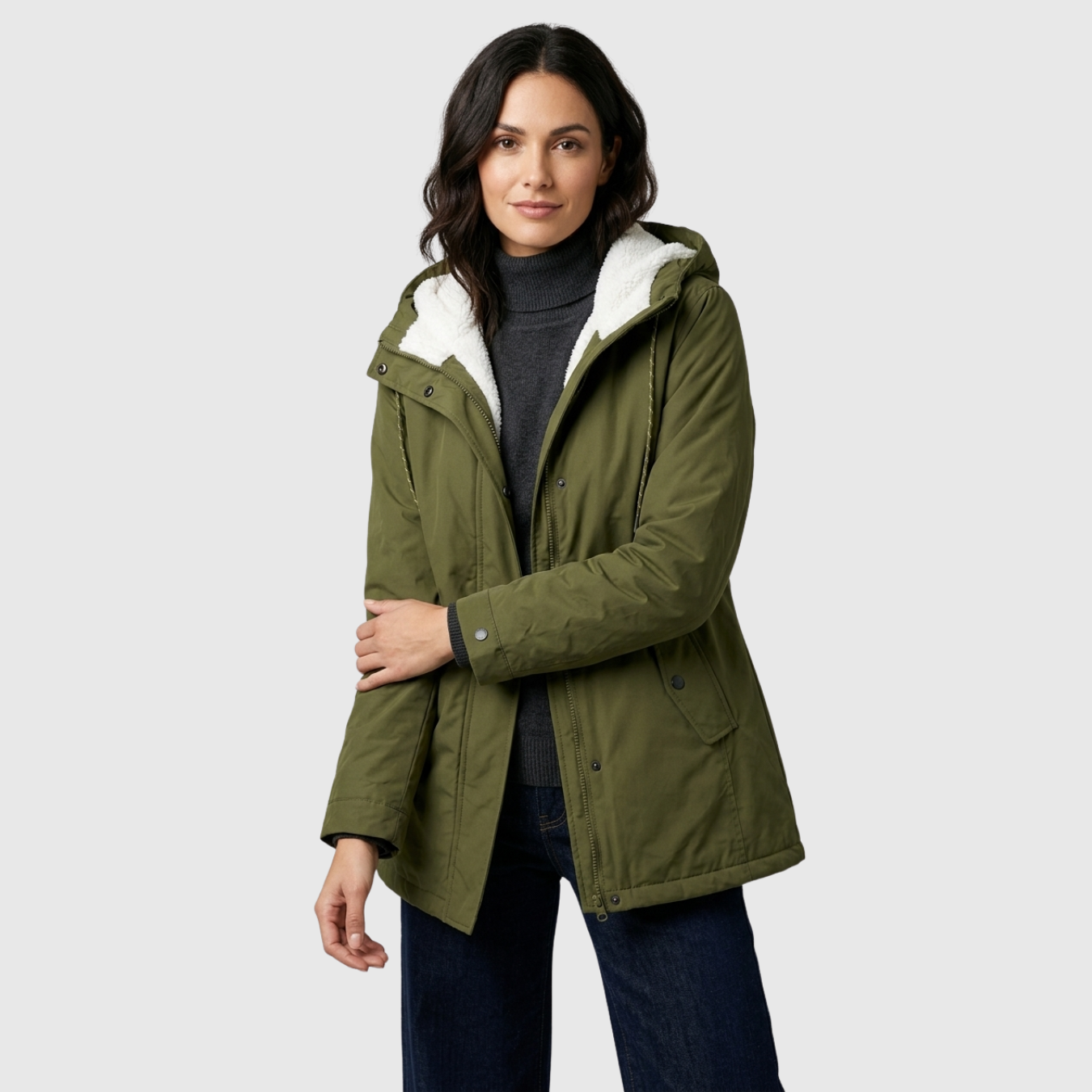 Manteau hiver femme long imperméable à capuche doublé chaud