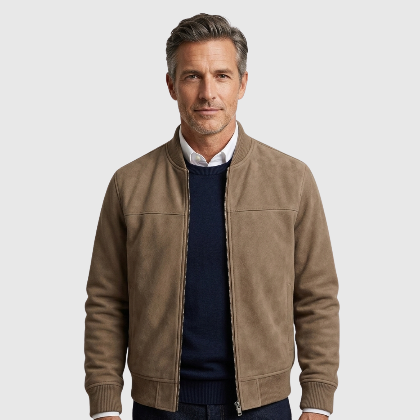 Blouson homme suédine fermeture zippée coupe ajustée
