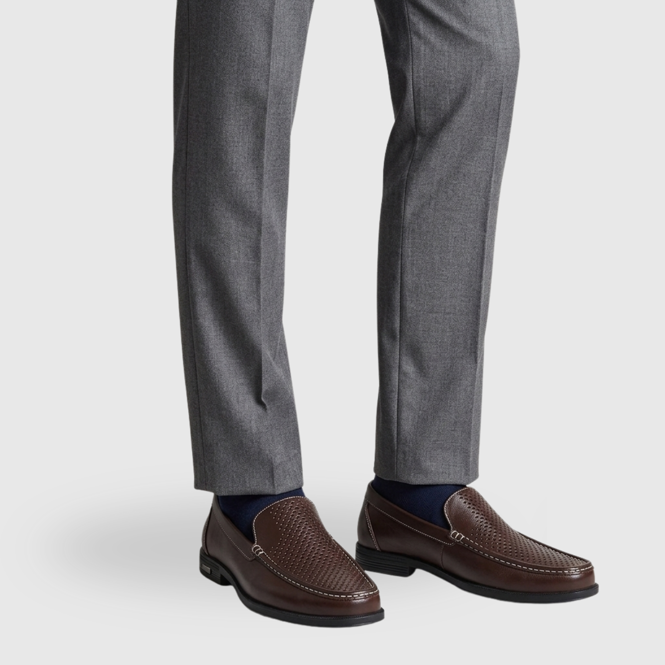 Mocassins homme cuir perforé chaussures habillées sans lacets