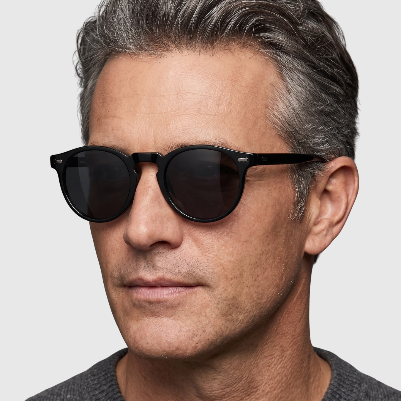 Lunettes de soleil homme rondes protection UV monture épaisse