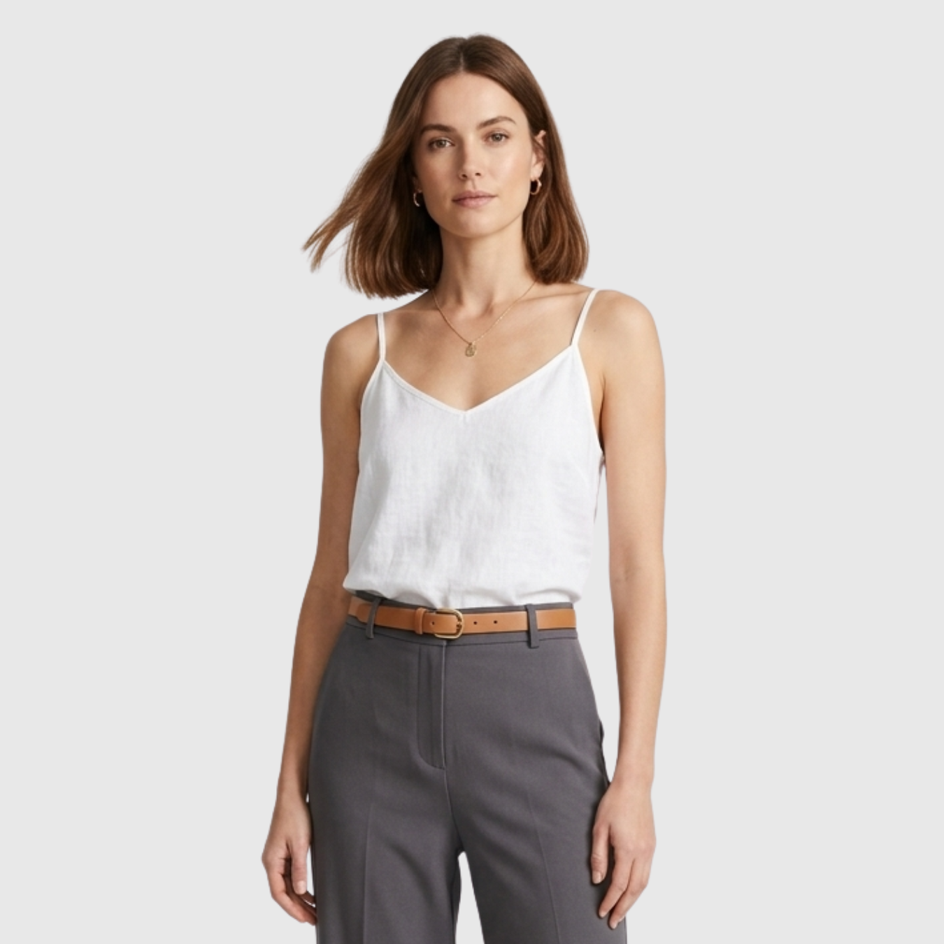 Top femme lin bretelles fines été coupe légère sans manches