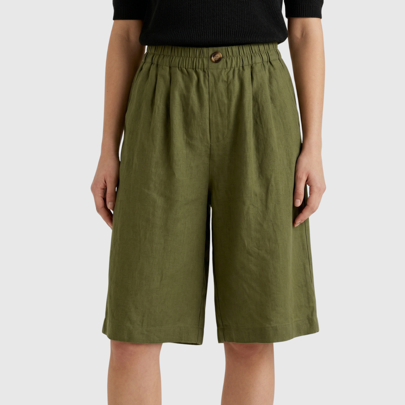 Short femme taille haute élastique coupe ample confort été coton