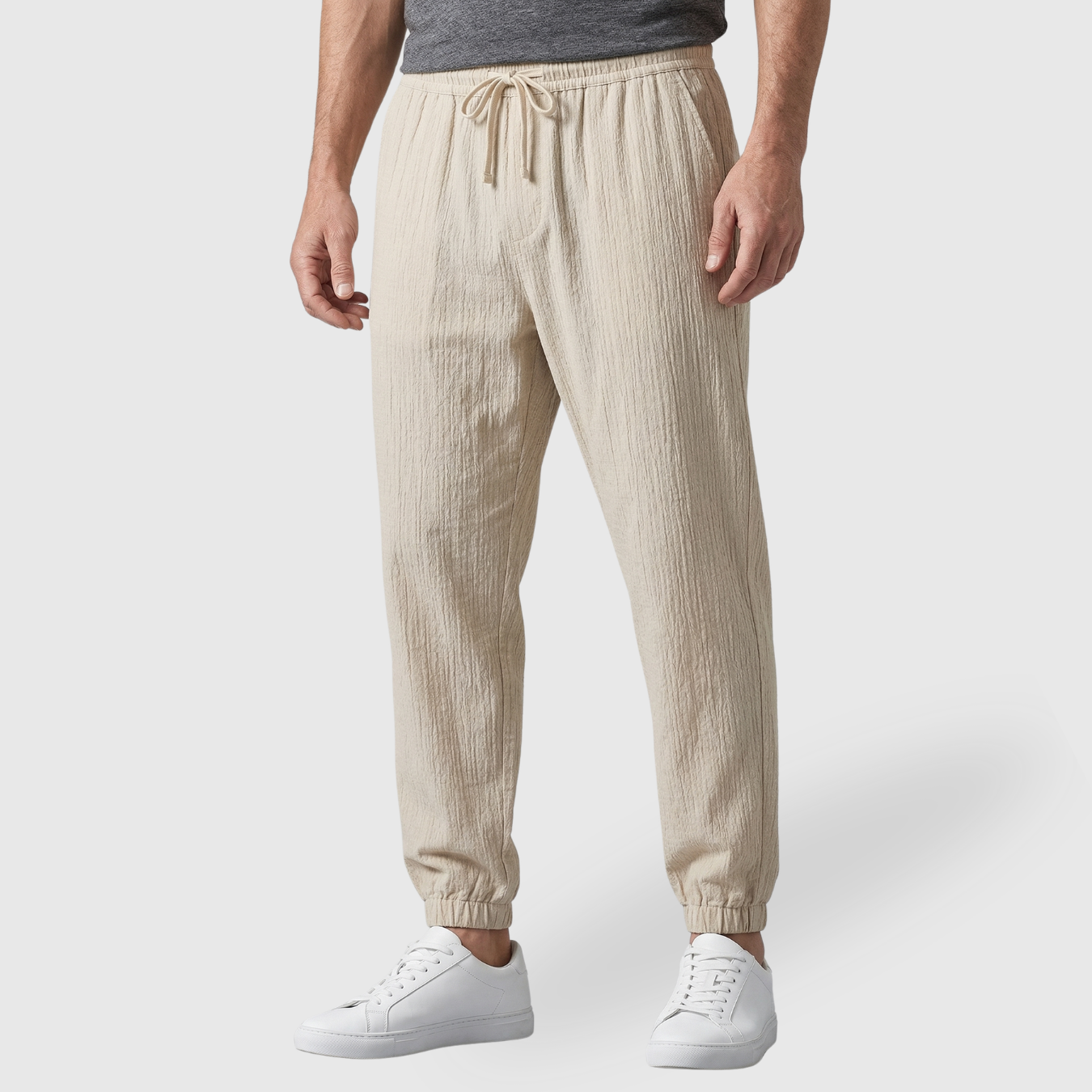 Pantalon homme été coupe légère respirante taille élastique ajustée