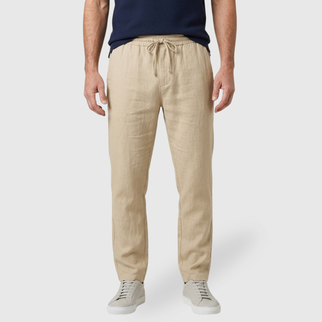 Pantalon homme été léger coupe droite respirant taille élastique