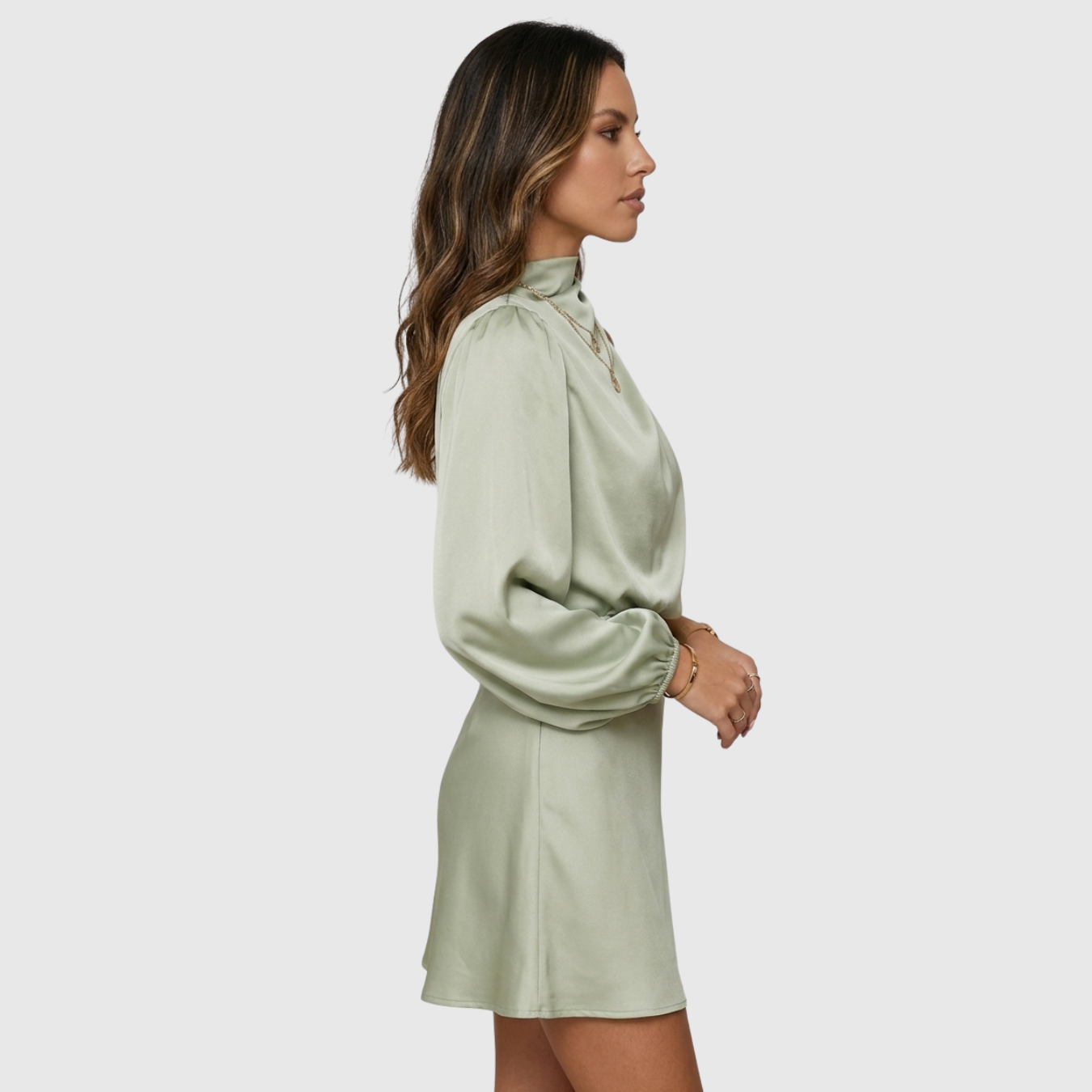 Robe asymétrique femme une épaule manches longues