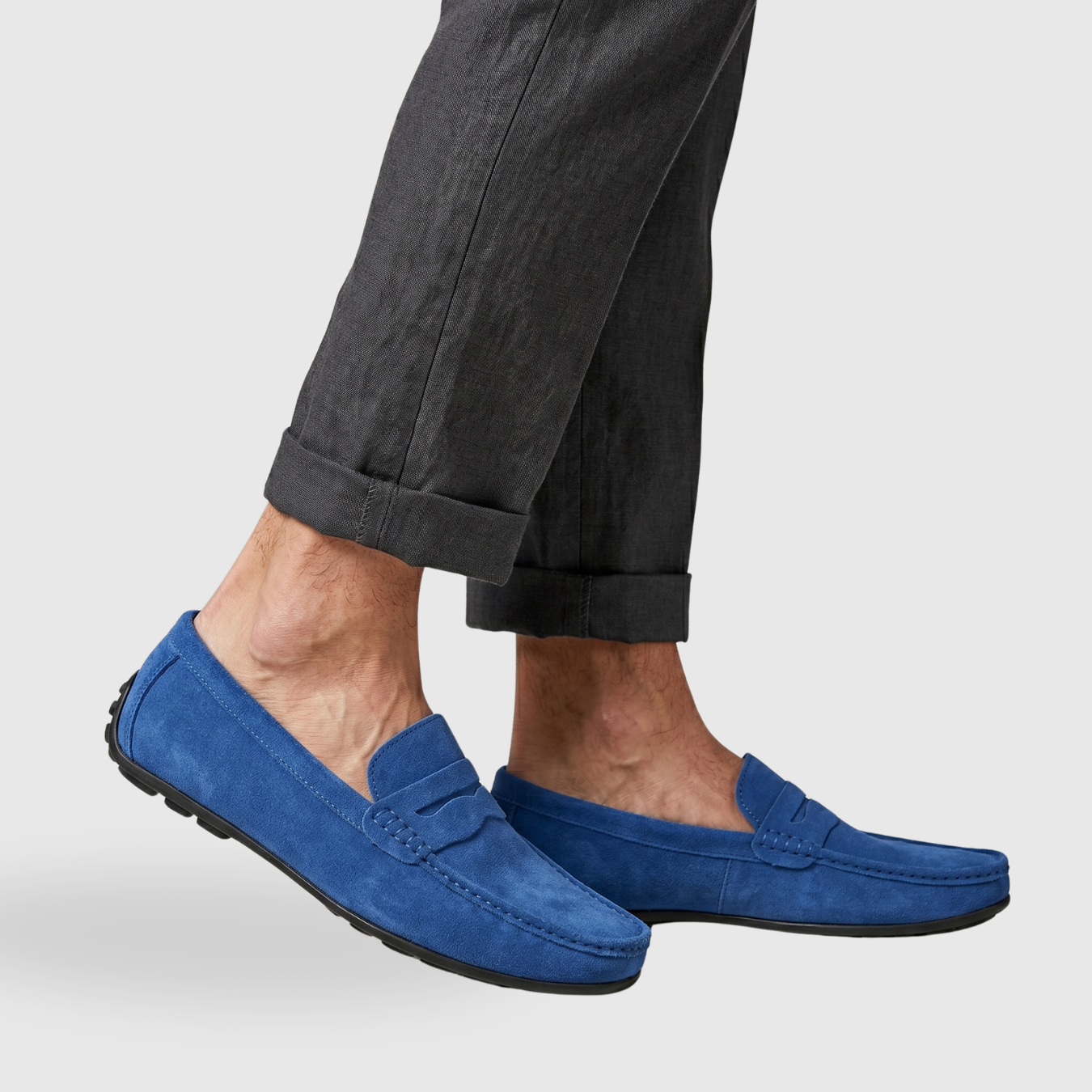 Mocassins homme en suédine à enfiler semelle souple