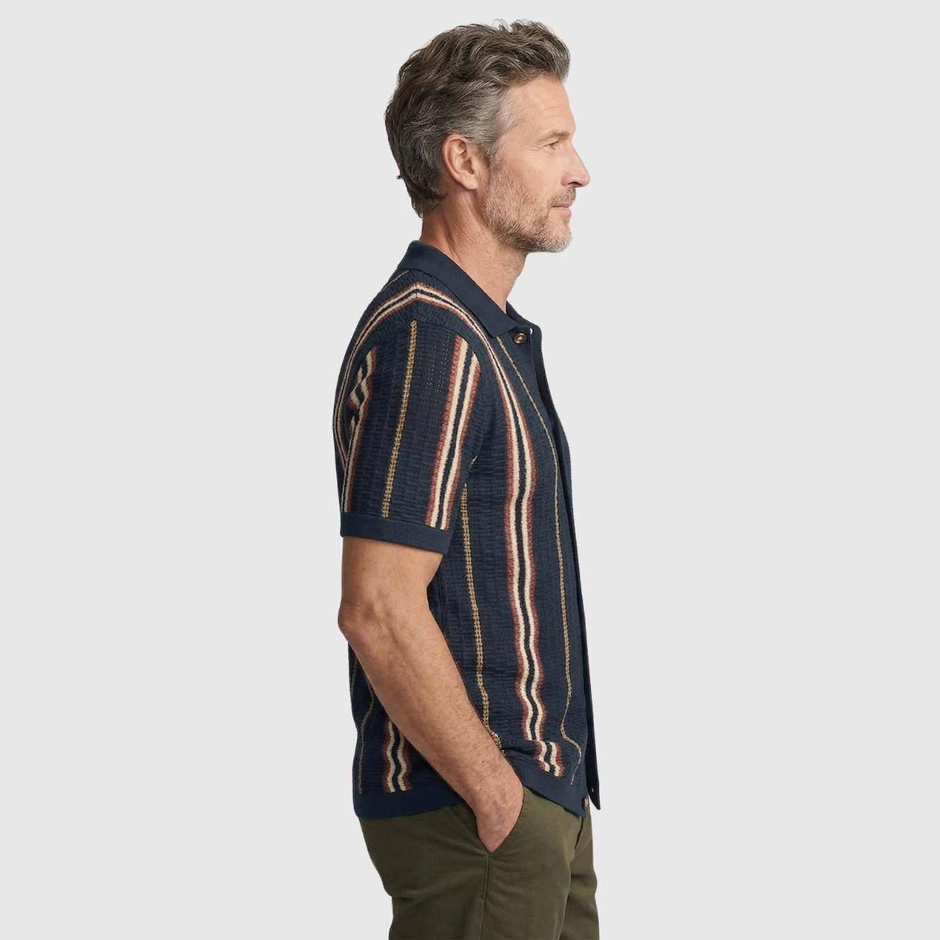 Chemise homme maille manches courtes col ouvert fermeture boutonnée
