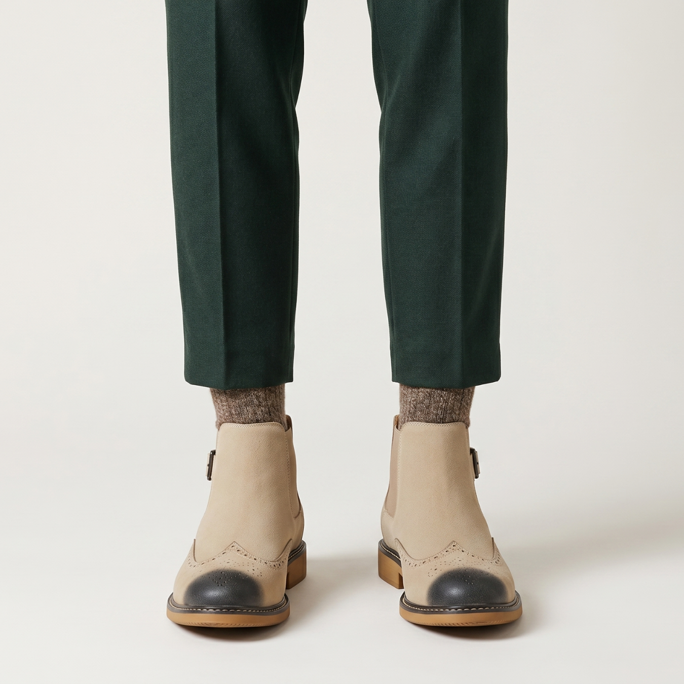 Bottines Chelsea homme suédine style brogue