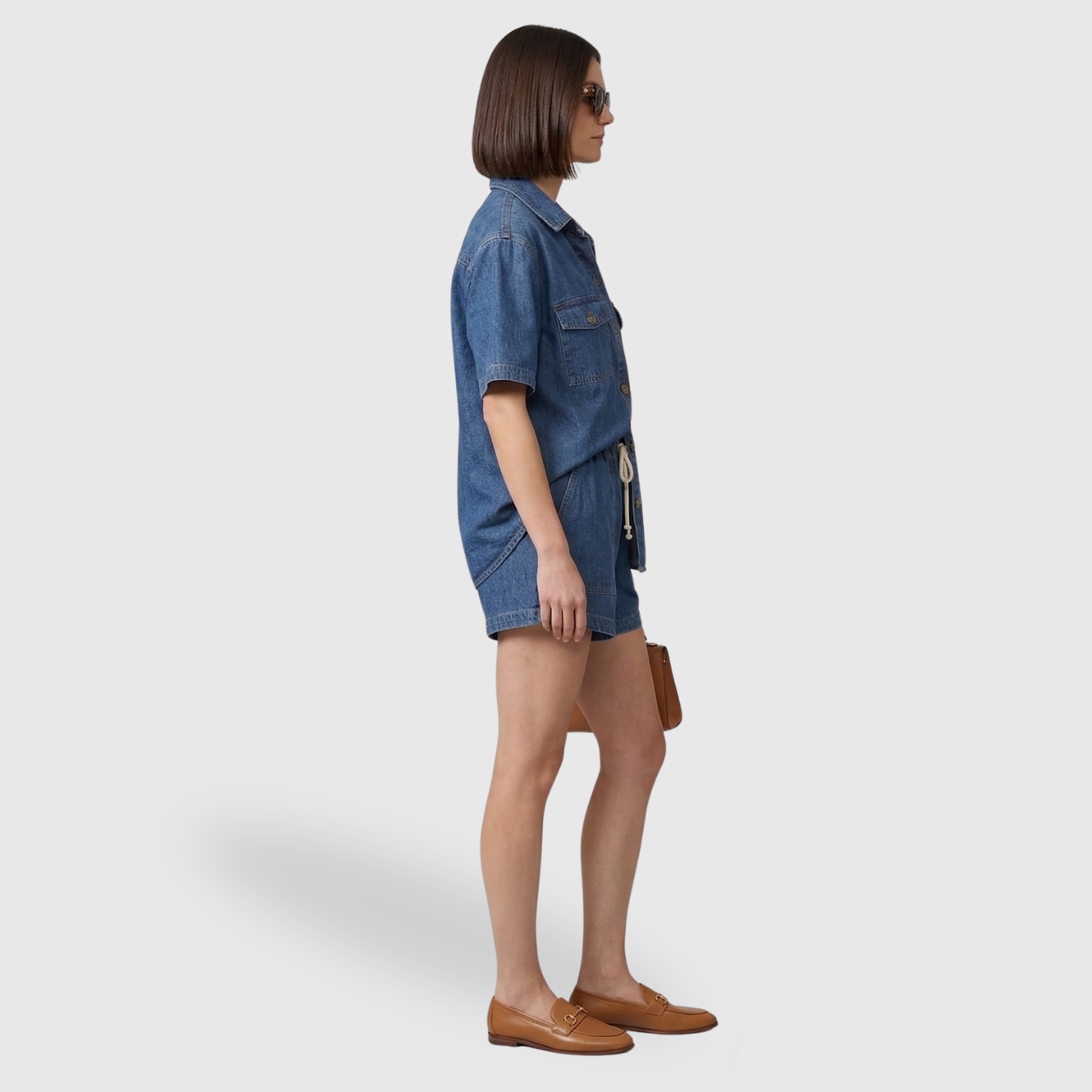 Ensemble femme denim 2 pièces veste et jean coupe droite taille haute