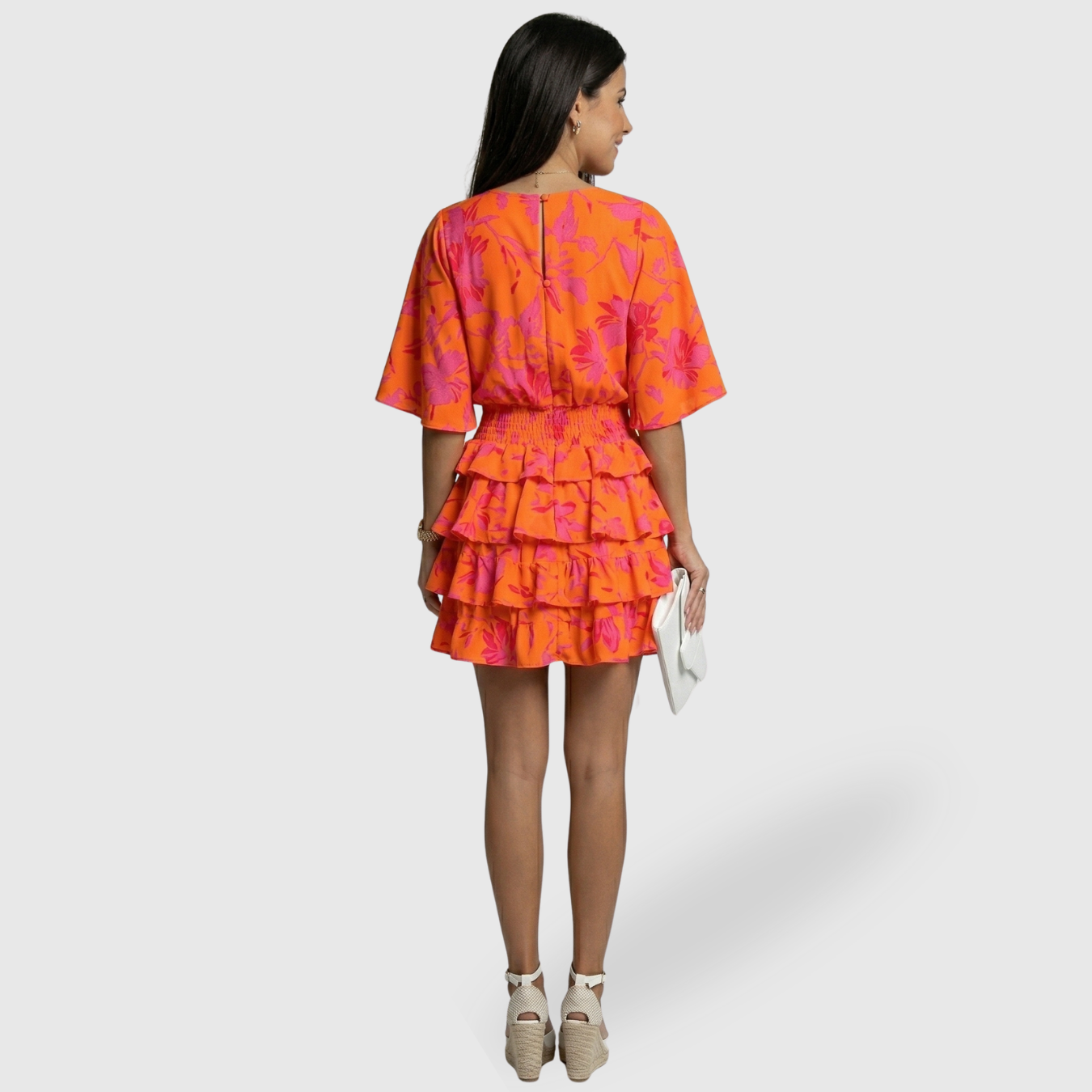 Robe d’été femme fluide col en V manches courtes coupe ample