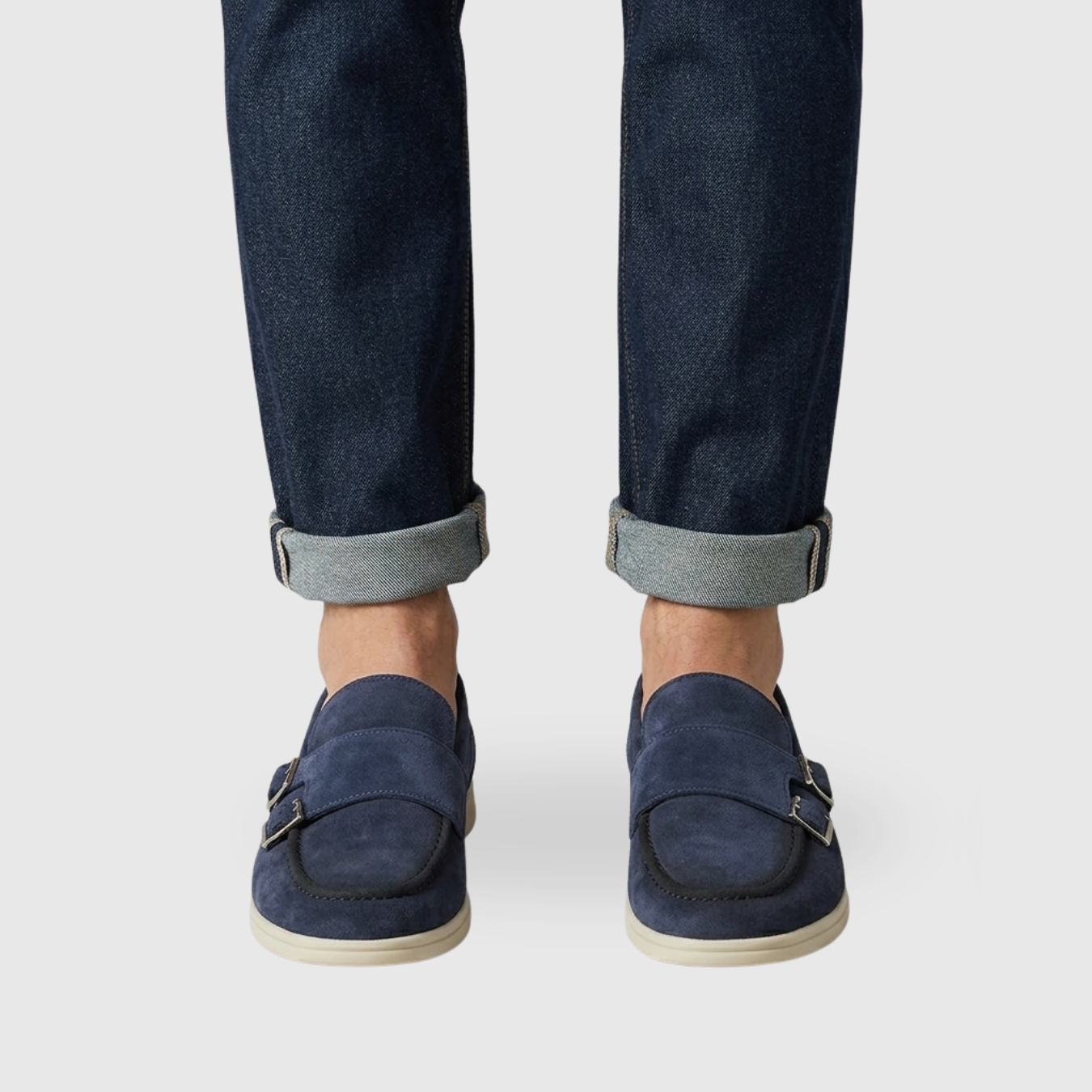Mocassins homme monk strap en daim slip-on double boucle