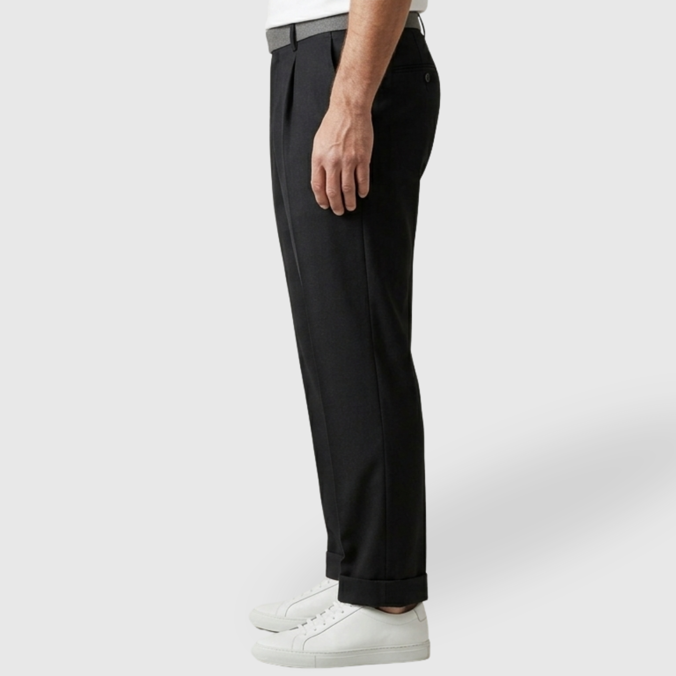 Pantalon homme taille haute coupe droite habillée
