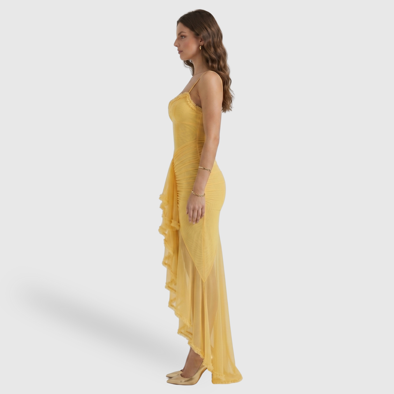 Robe longue femme fendue coupe fluide bretelles fines